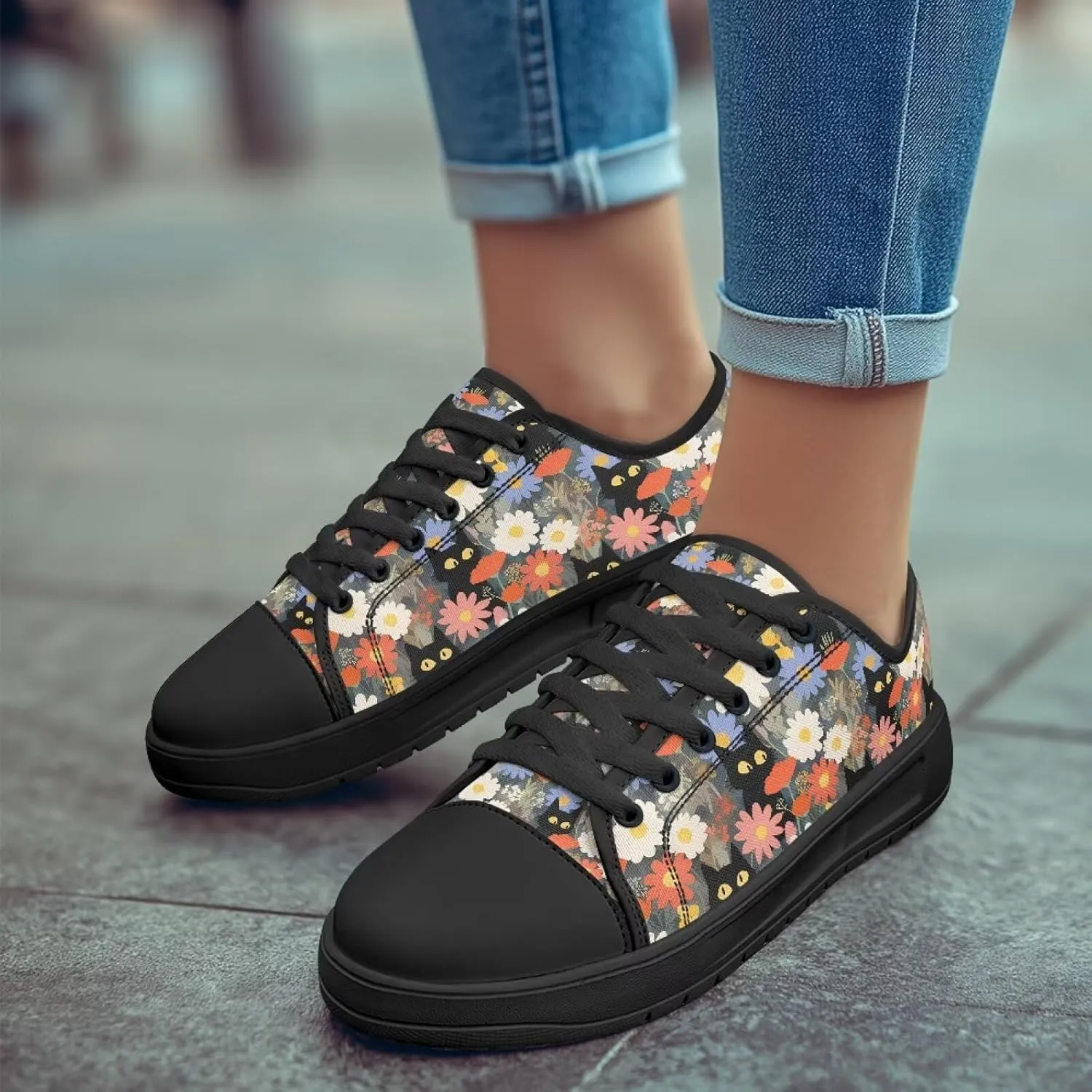 Canvas Shoes for Women Low Top Casual White Black Sneakers Womens Lace Up Fashion Comfortable Walking Shoes
