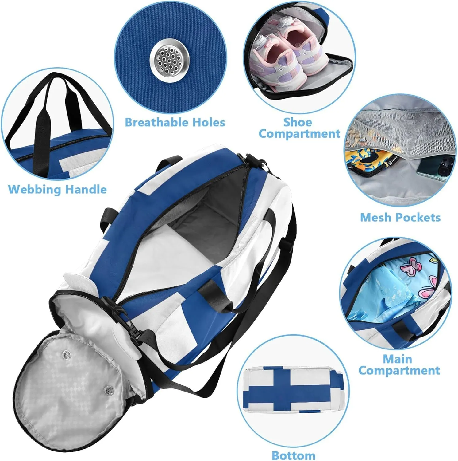 Carry on Duffel Bag Boy Finland Flag Overnight Bags Toddler Travel Duffle Bags Girls Tote Gym Duffle Kids Luggage