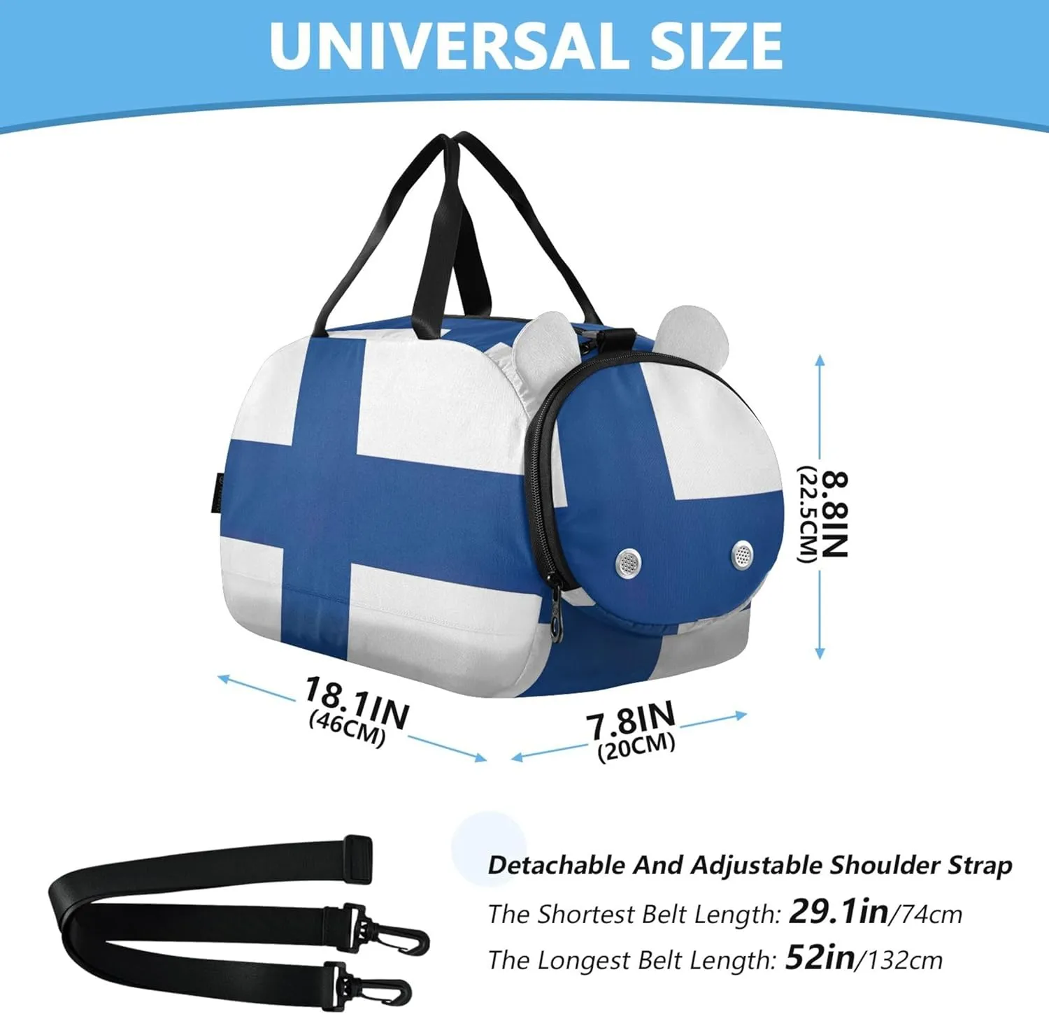 Carry on Duffel Bag Boy Finland Flag Overnight Bags Toddler Travel Duffle Bags Girls Tote Gym Duffle Kids Luggage