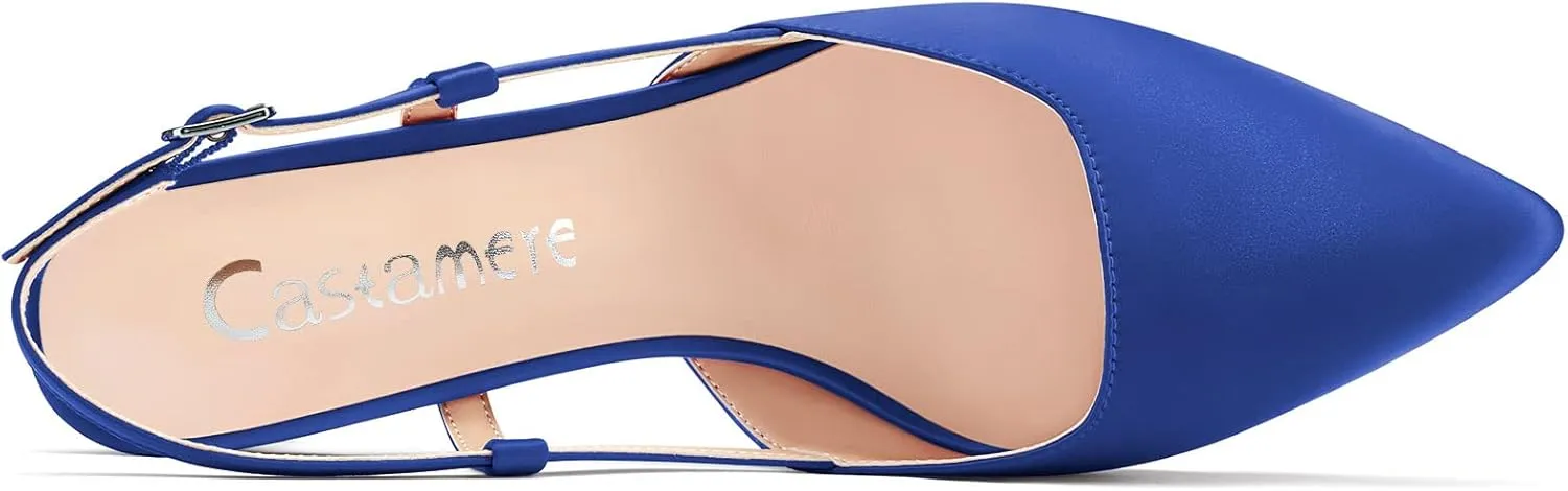 Castamere Low Kitten Heel Pointed Toe Pumps Women Slingback Slip-on Sandals Wedding Office Party Dress 1.4 Inches Heels