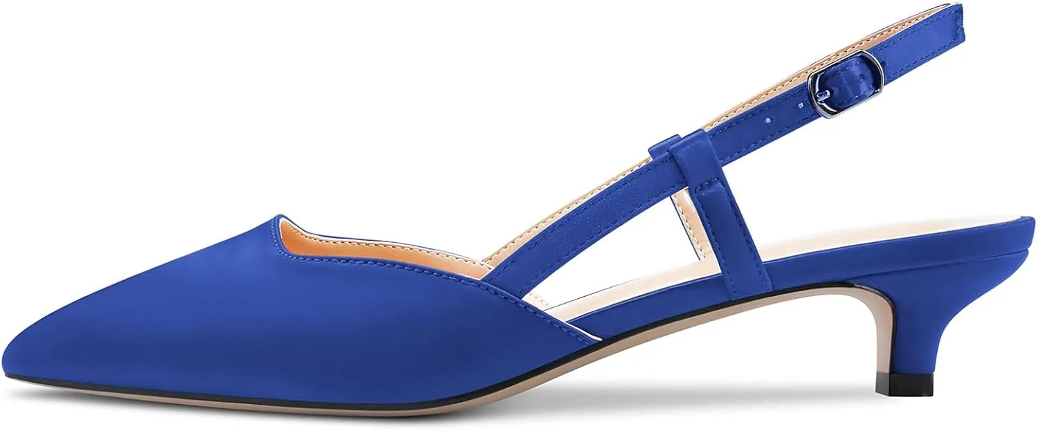 Castamere Low Kitten Heel Pointed Toe Pumps Women Slingback Slip-on Sandals Wedding Office Party Dress 1.4 Inches Heels