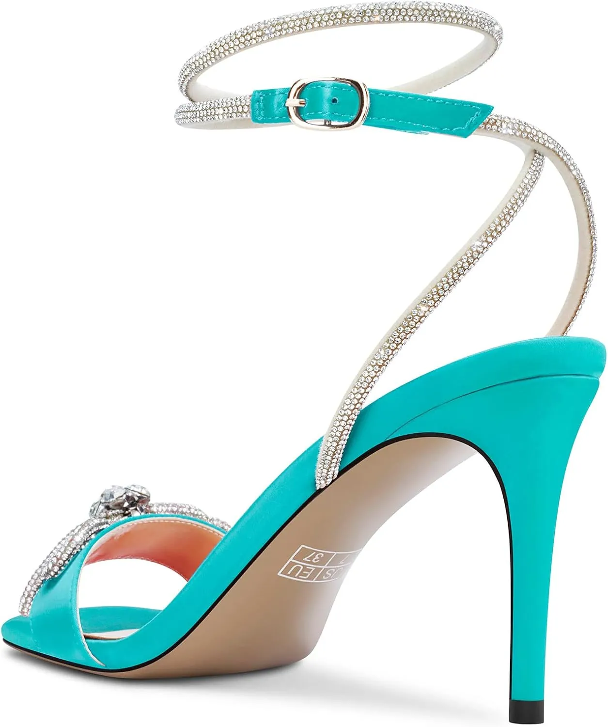 Castamere Mid Heel Open Toe Rhinestone Crystal Bow-knot Ankle Strap Sandals Wedding Prom Summer 3.2 Inches Heels