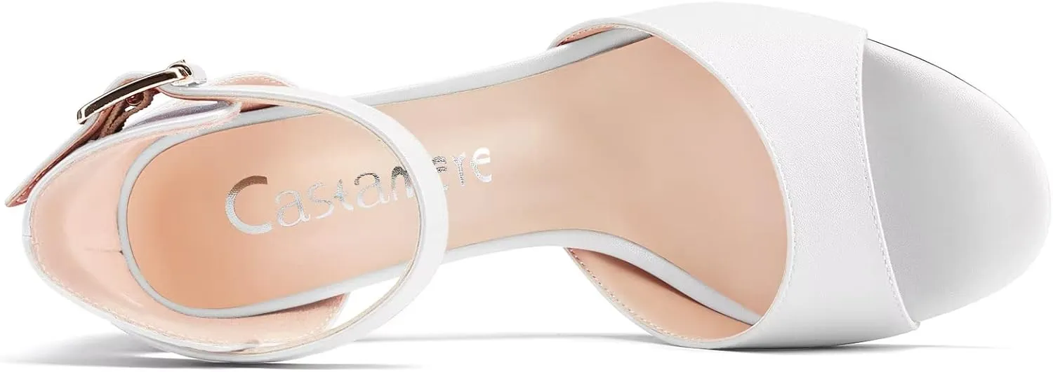Castamere Women Chunky Block High Heel Peep Open Toe Sandals Ankle Strap Buckle Office Party Dress Shoes
