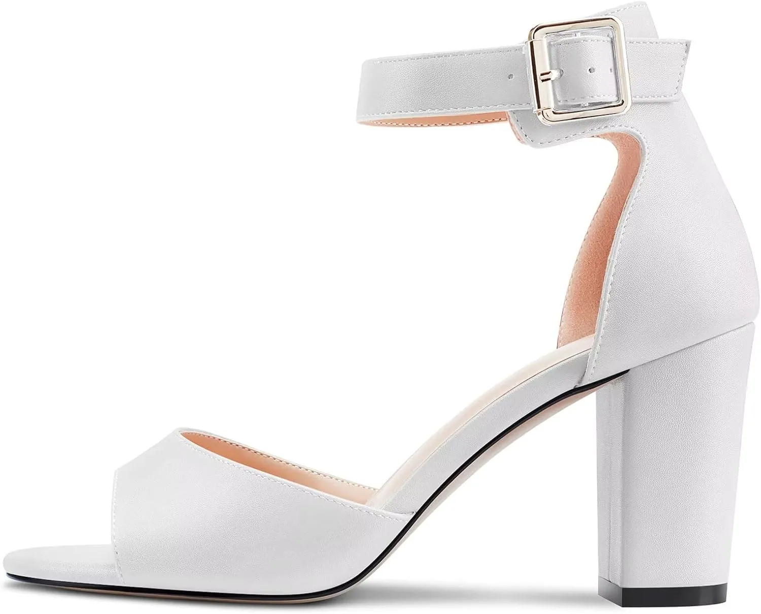 Castamere Women Chunky Block High Heel Peep Open Toe Sandals Ankle Strap Buckle Office Party Dress Shoes
