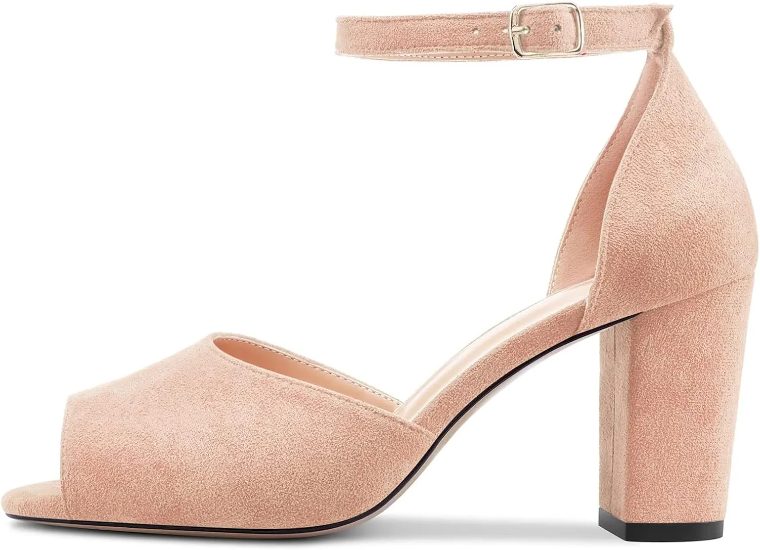 Castamere Women Chunky Block High Heel Peep Open Toe Sandals Ankle Strap Wedding Cute 3.2 Inches Heels