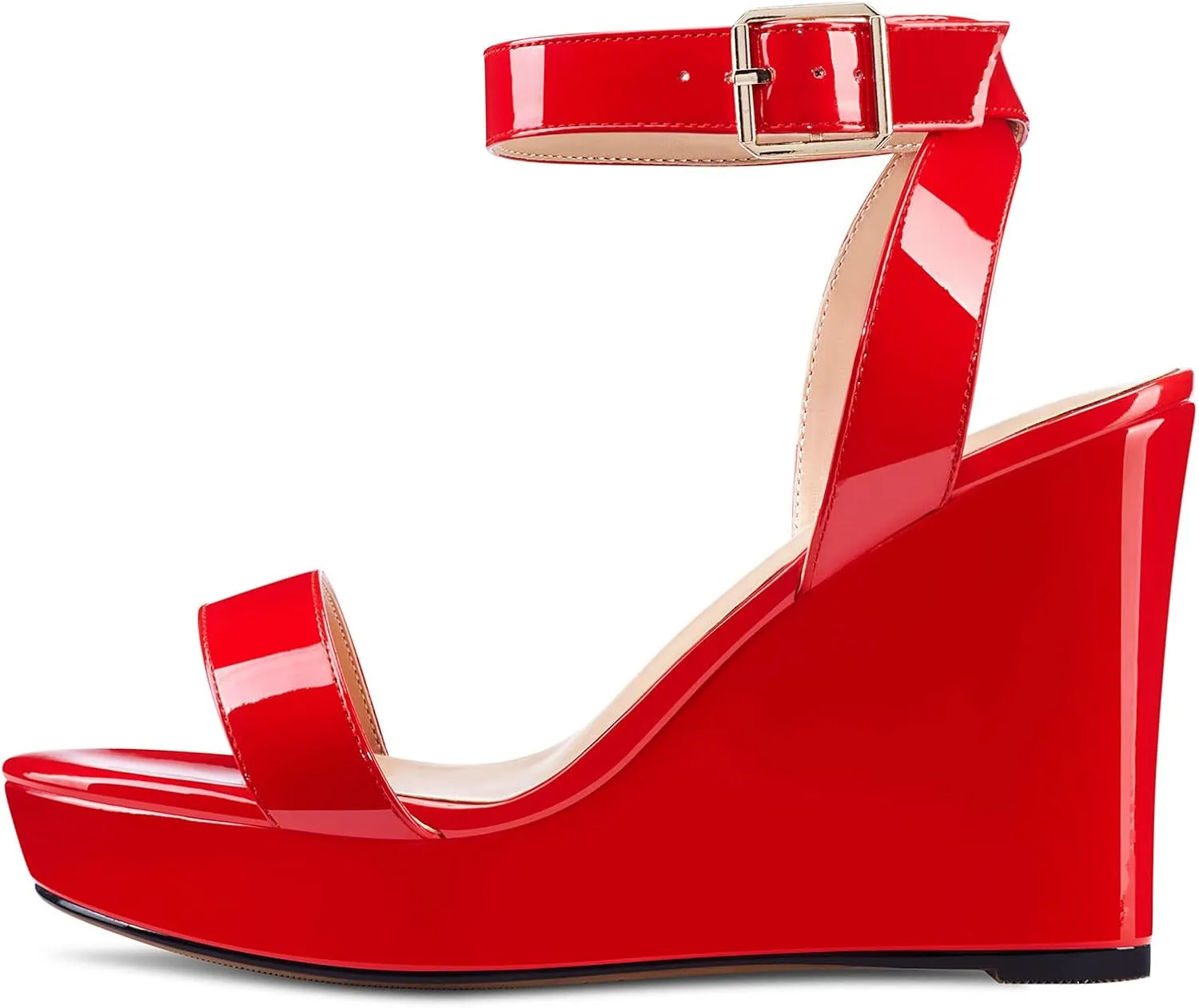 Castamere Women High Wedge Platform Heel Peep Open Toe Sandals Ankle Strap Clear Wedding Classic 3.9 Inches Heels