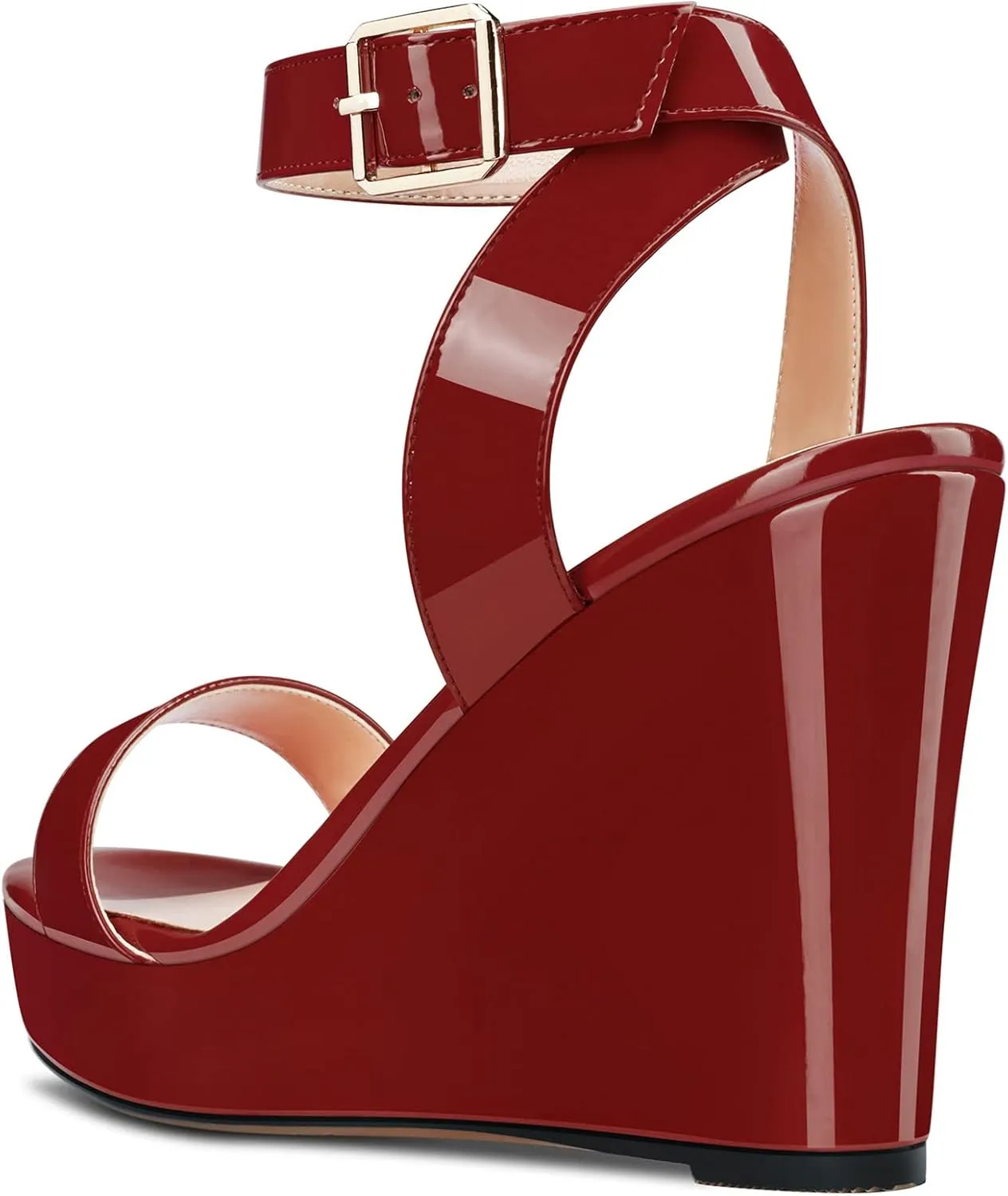 Castamere Women High Wedge Platform Heel Peep Open Toe Sandals Ankle Strap Clear Wedding Classic 3.9 Inches Heels