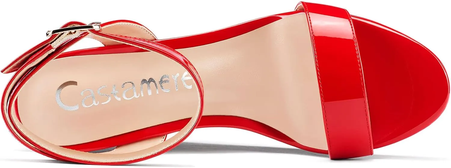 Castamere Women High Wedge Platform Heel Peep Open Toe Sandals Ankle Strap Clear Wedding Classic 3.9 Inches Heels