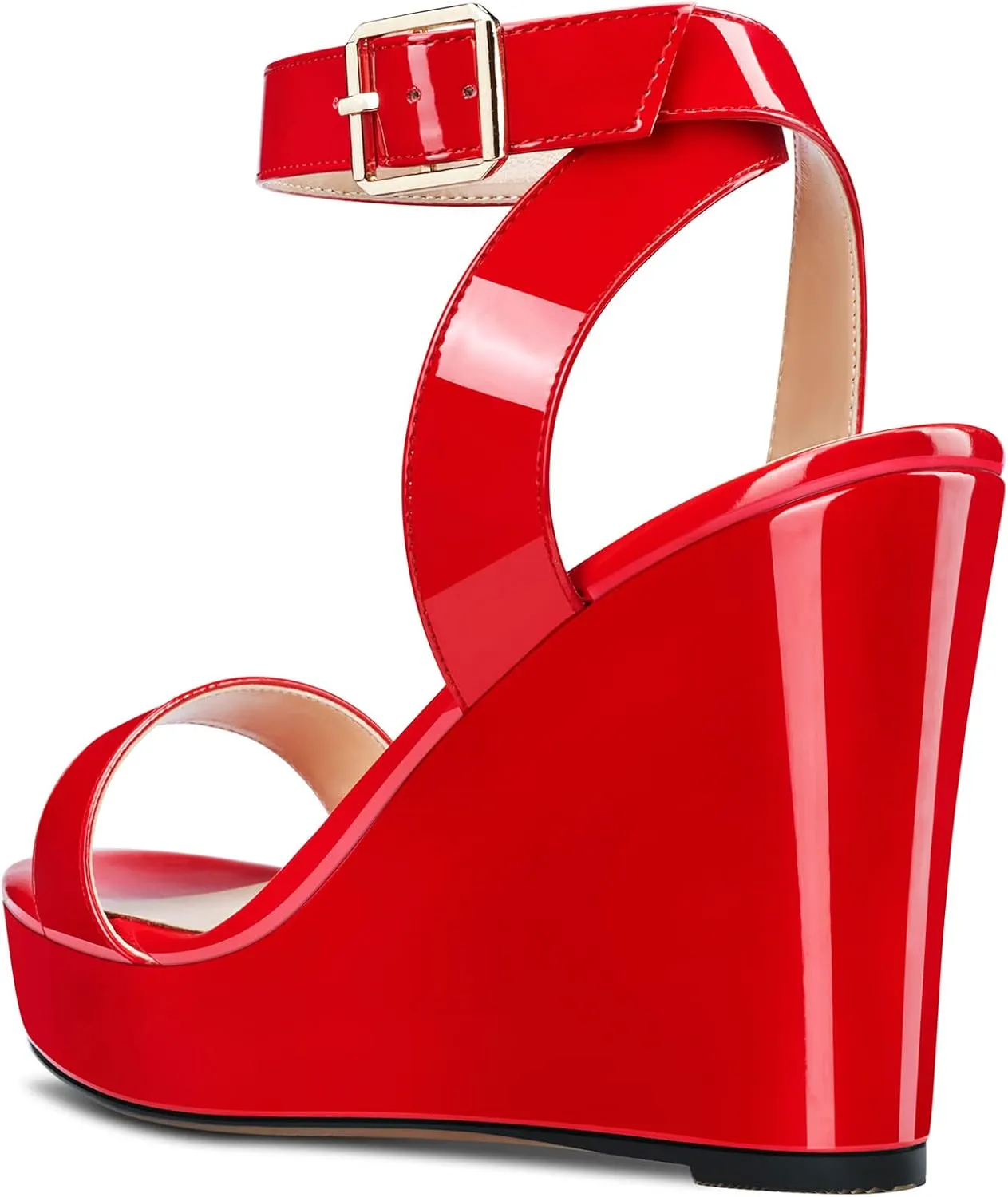 Castamere Women High Wedge Platform Heel Peep Open Toe Sandals Ankle Strap Clear Wedding Classic 3.9 Inches Heels