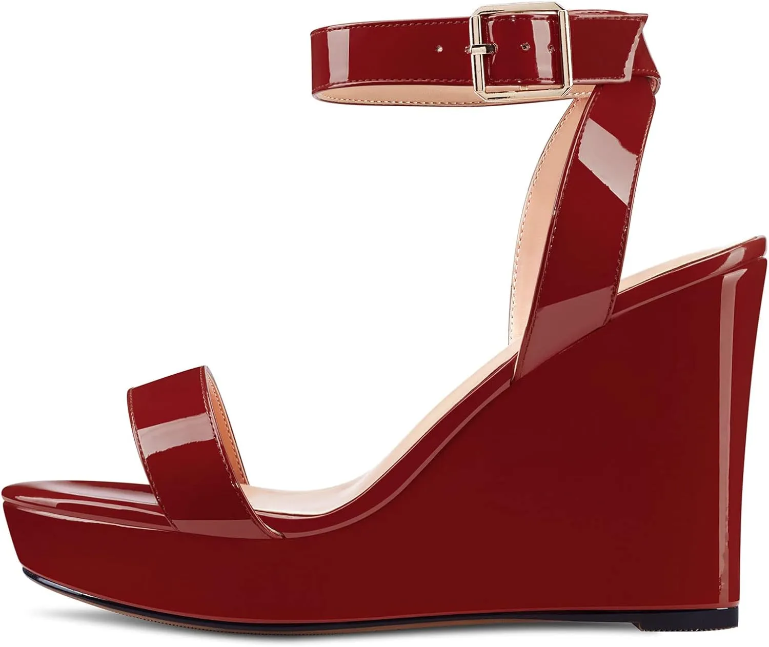 Castamere Women High Wedge Platform Heel Peep Open Toe Sandals Ankle Strap Clear Wedding Classic 3.9 Inches Heels