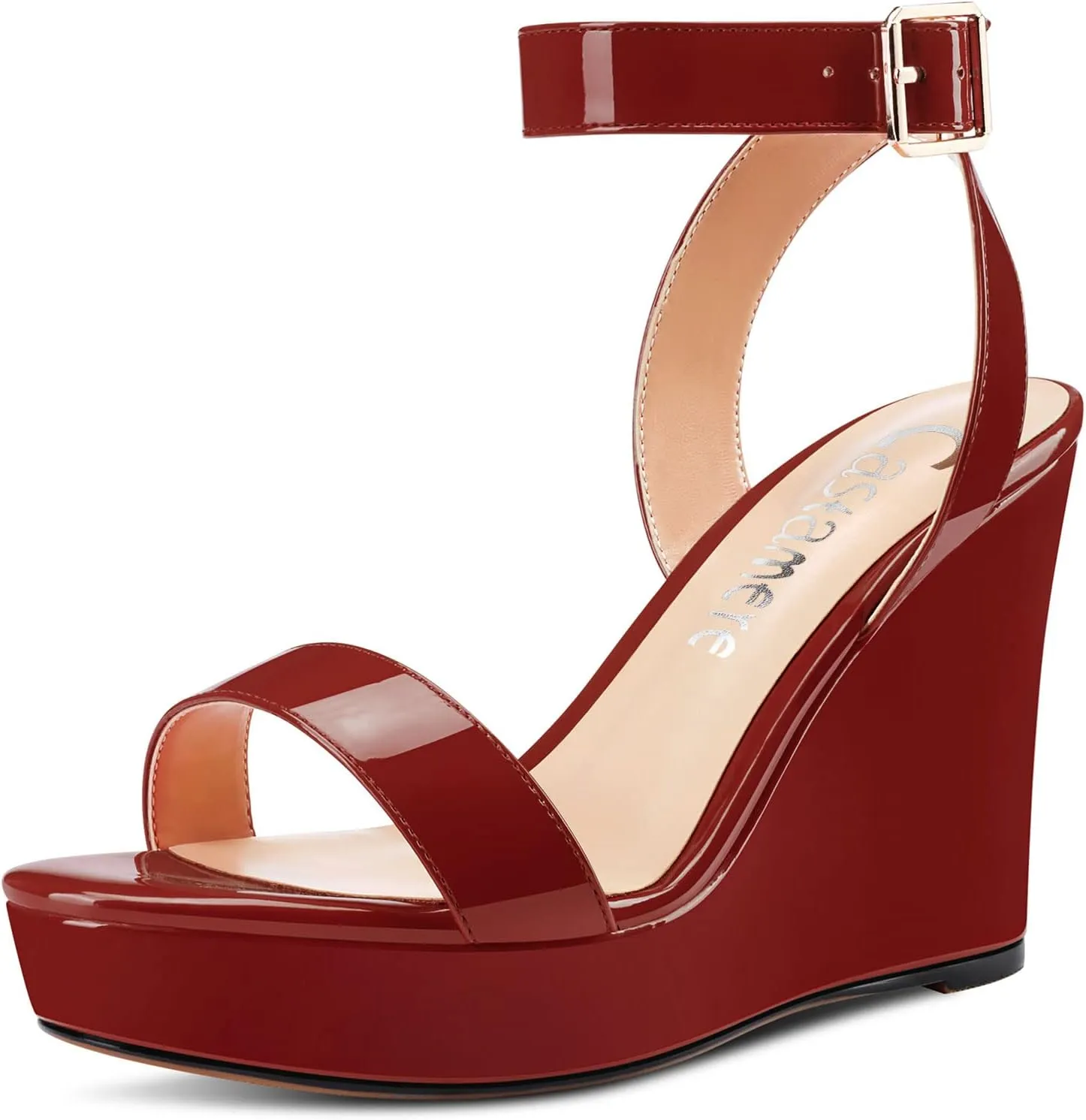 Castamere Women High Wedge Platform Heel Peep Open Toe Sandals Ankle Strap Clear Wedding Classic 3.9 Inches Heels