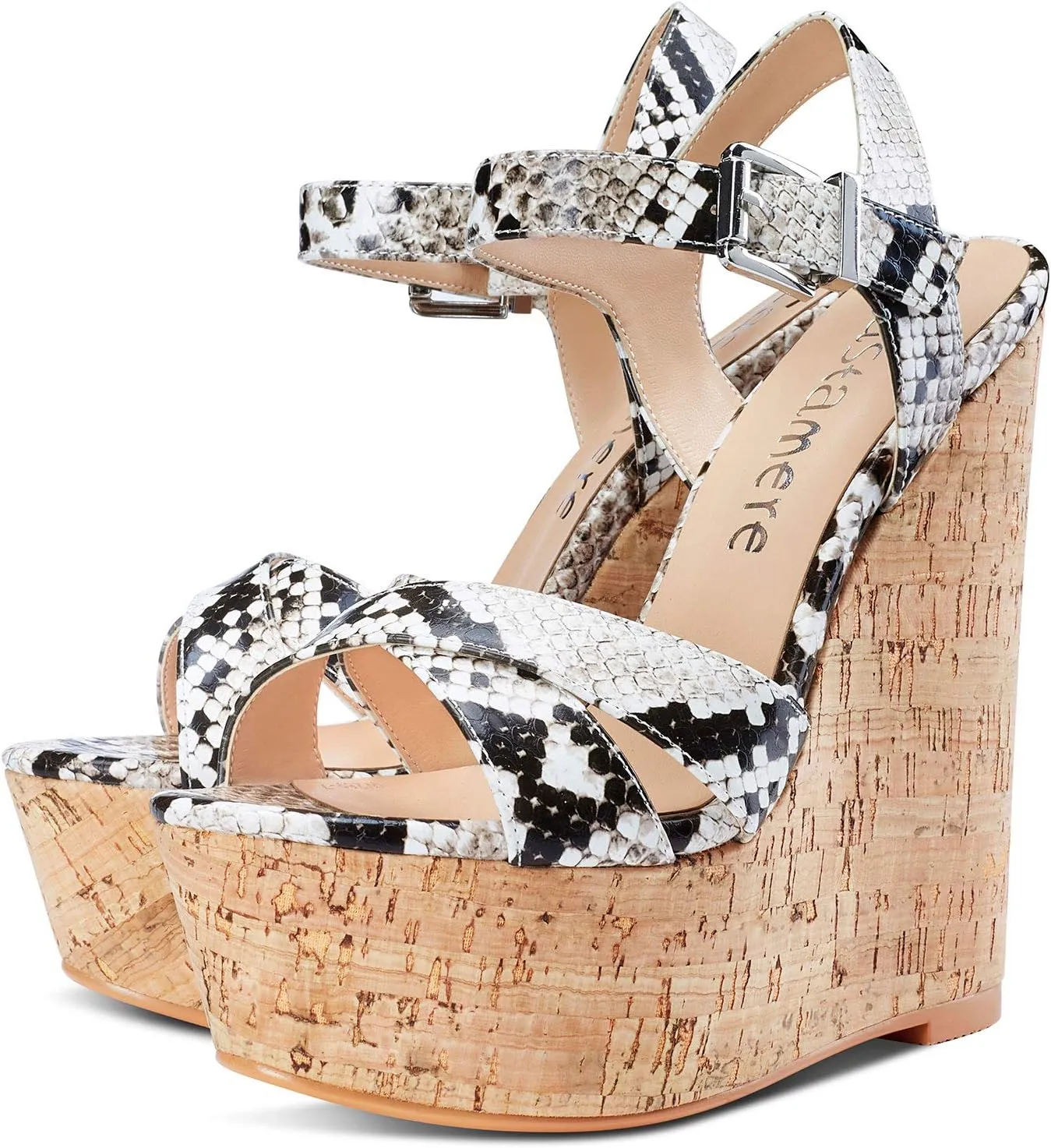 Castamere Womens High-Heel Platform Wedge Heel Sandals Slingback Sexy Ankle Strap Open Toe 16CM Heels