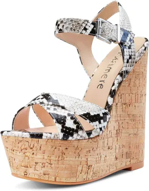 Castamere Womens High-Heel Platform Wedge Heel Sandals Slingback Sexy Ankle Strap Open Toe 16CM Heels