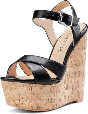 Castamere Womens High-Heel Platform Wedge Heel Sandals Slingback Sexy Ankle Strap Open Toe 16CM Heels