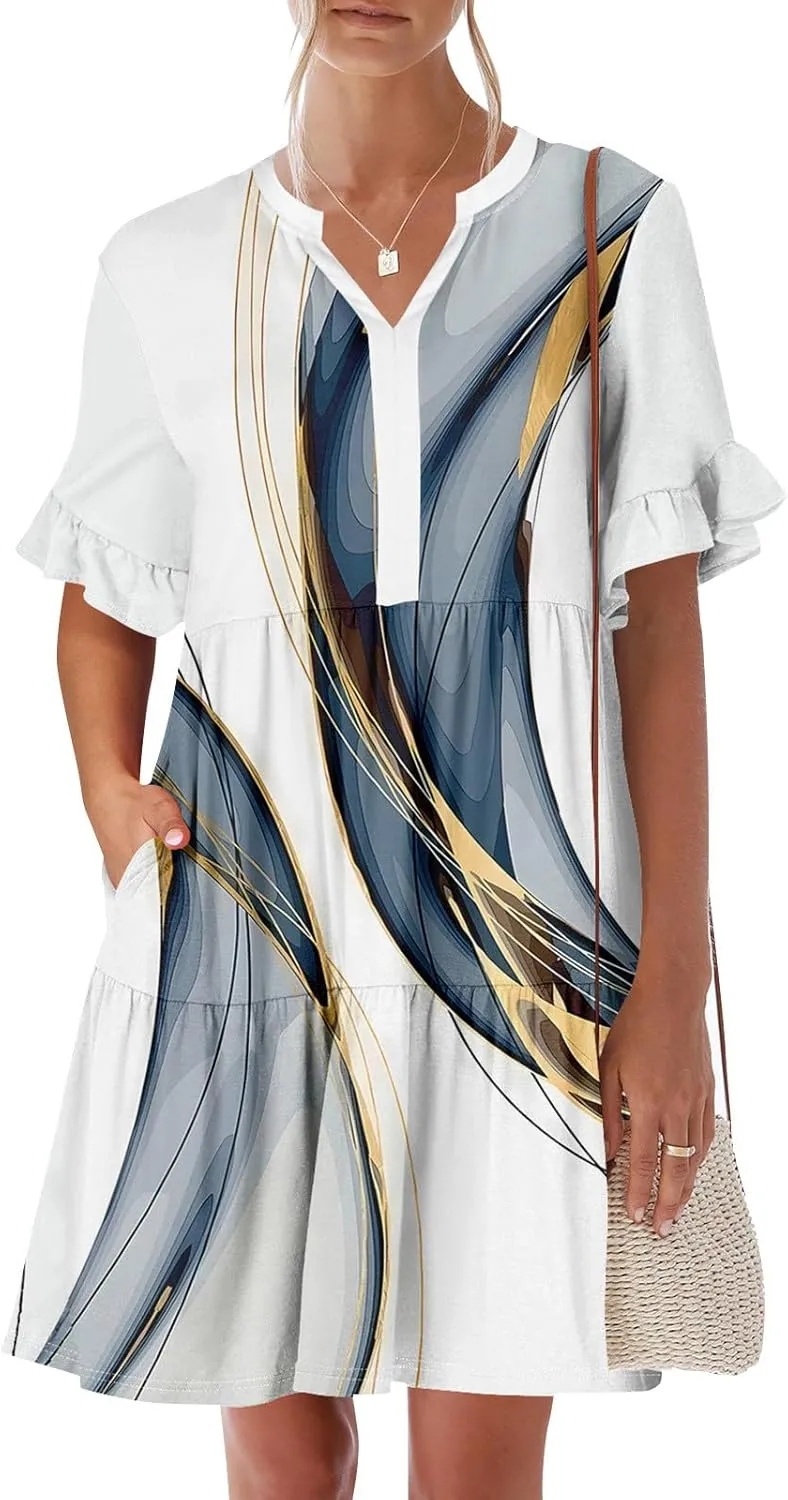 Casual Dresses for Women, Boho Beach Vacation Flowy Trendy Elegant Womens Sundresses