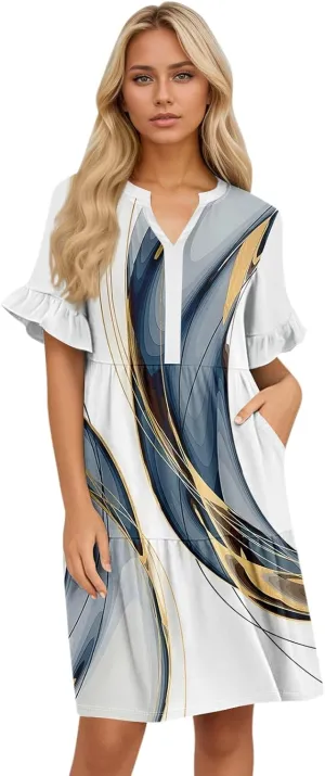 Casual Dresses for Women, Boho Beach Vacation Flowy Trendy Elegant Womens Sundresses