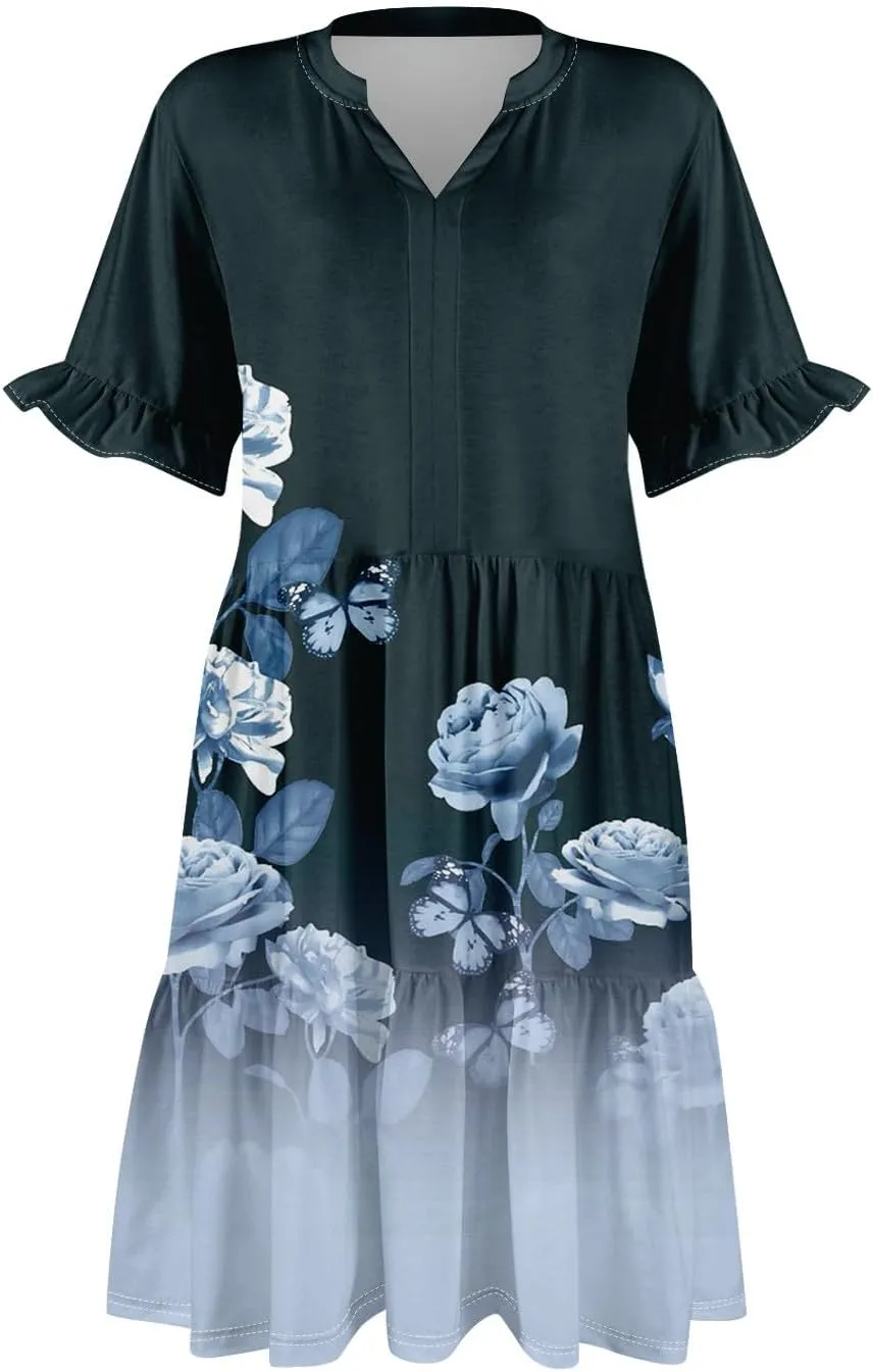 Casual Dresses for Women, Flowy Travel Vacation Elegant Trendy Boho Sundresses for Women