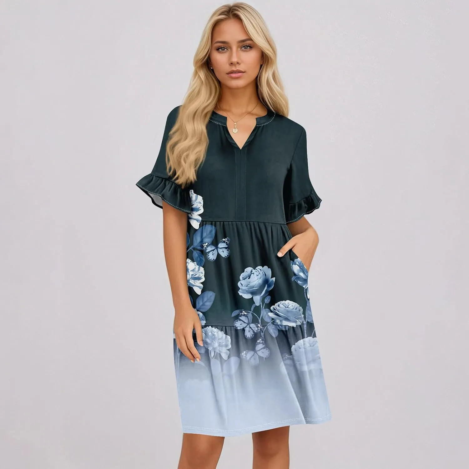 Casual Dresses for Women, Flowy Travel Vacation Elegant Trendy Boho Sundresses for Women