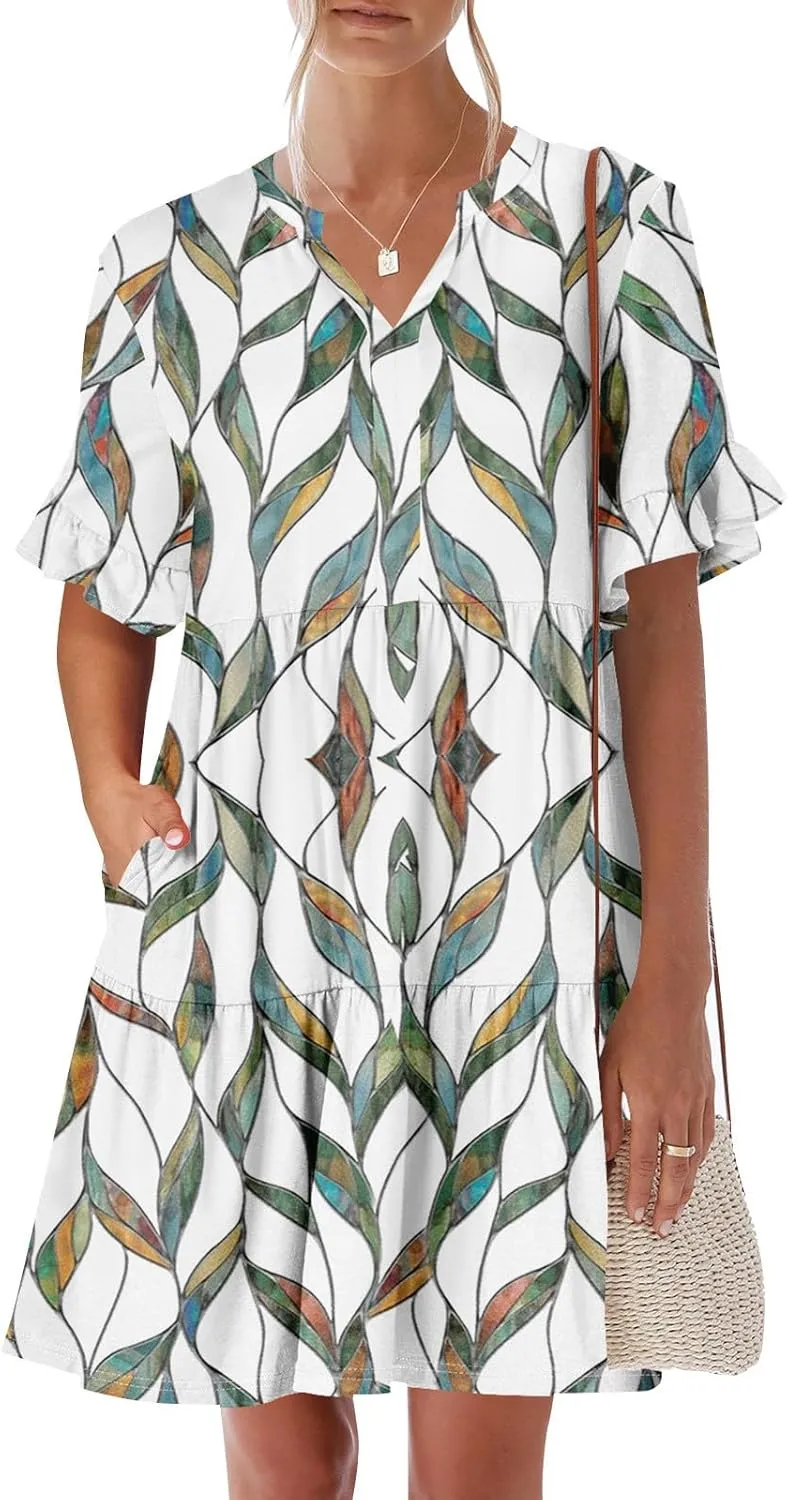 Casual Dresses for Women, Flowy Travel Vacation Elegant Trendy Boho Sundresses for Women