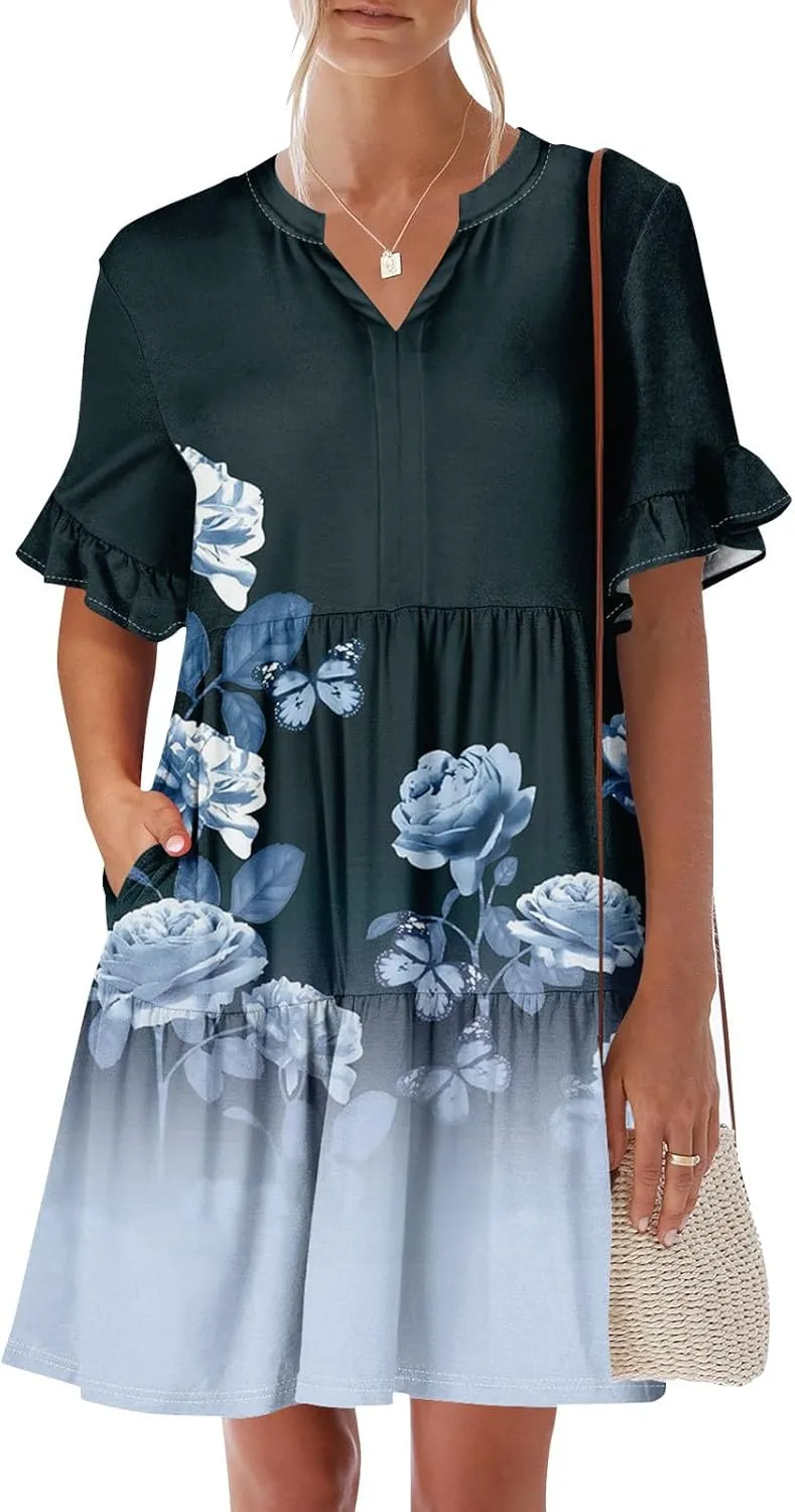 Casual Dresses for Women, Flowy Travel Vacation Elegant Trendy Boho Sundresses for Women