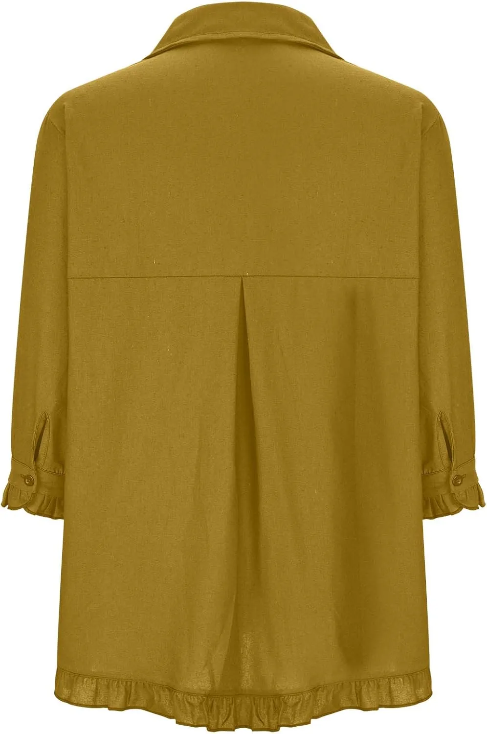 Ceboyel Women Button Down Linen Shirts Solid Summer Casual Blouses Ruffle Hem Flowy Tops Trendy Ladies Going Out Clothes 2023