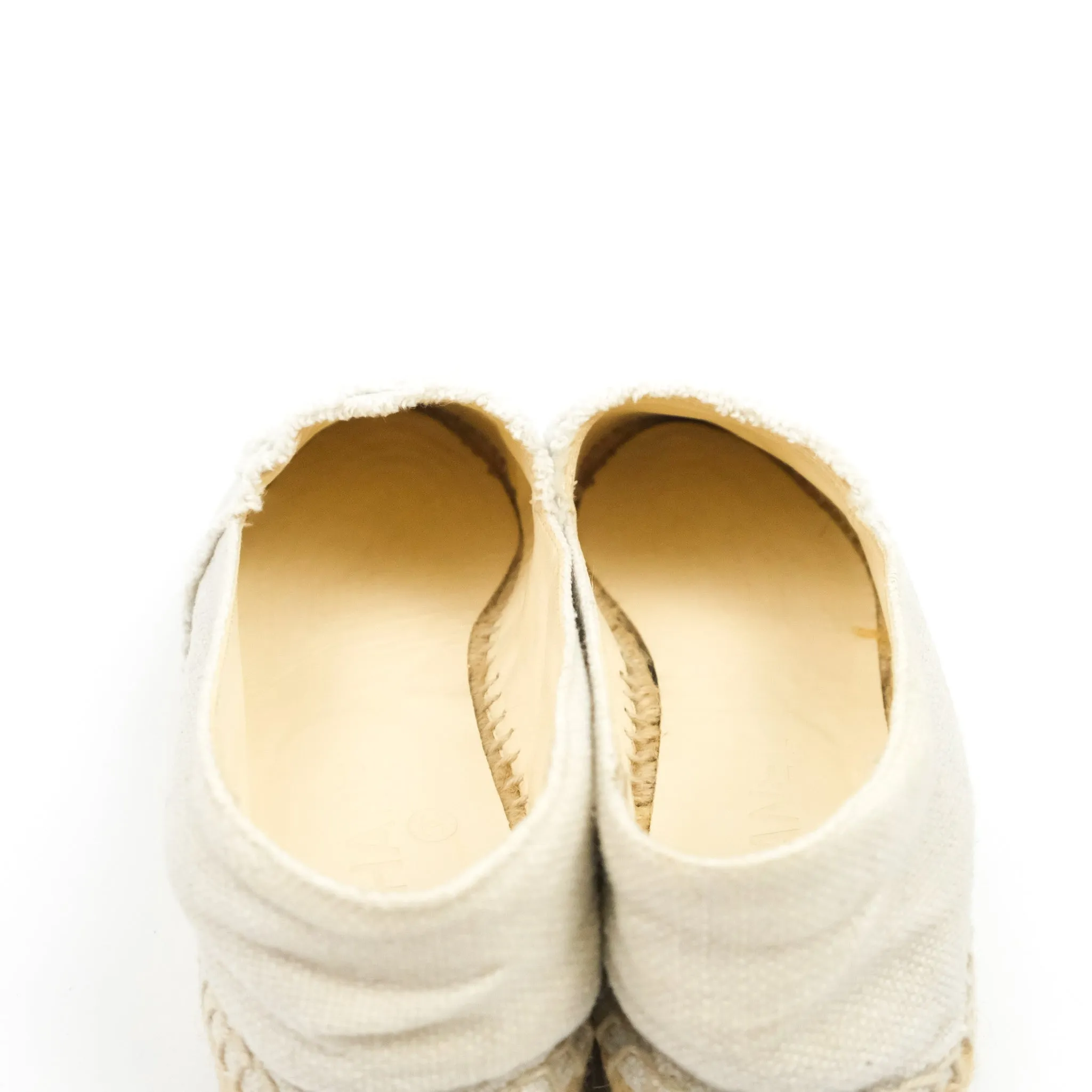 Chanel CC Espadrilles Black Beige Fabric Size 37