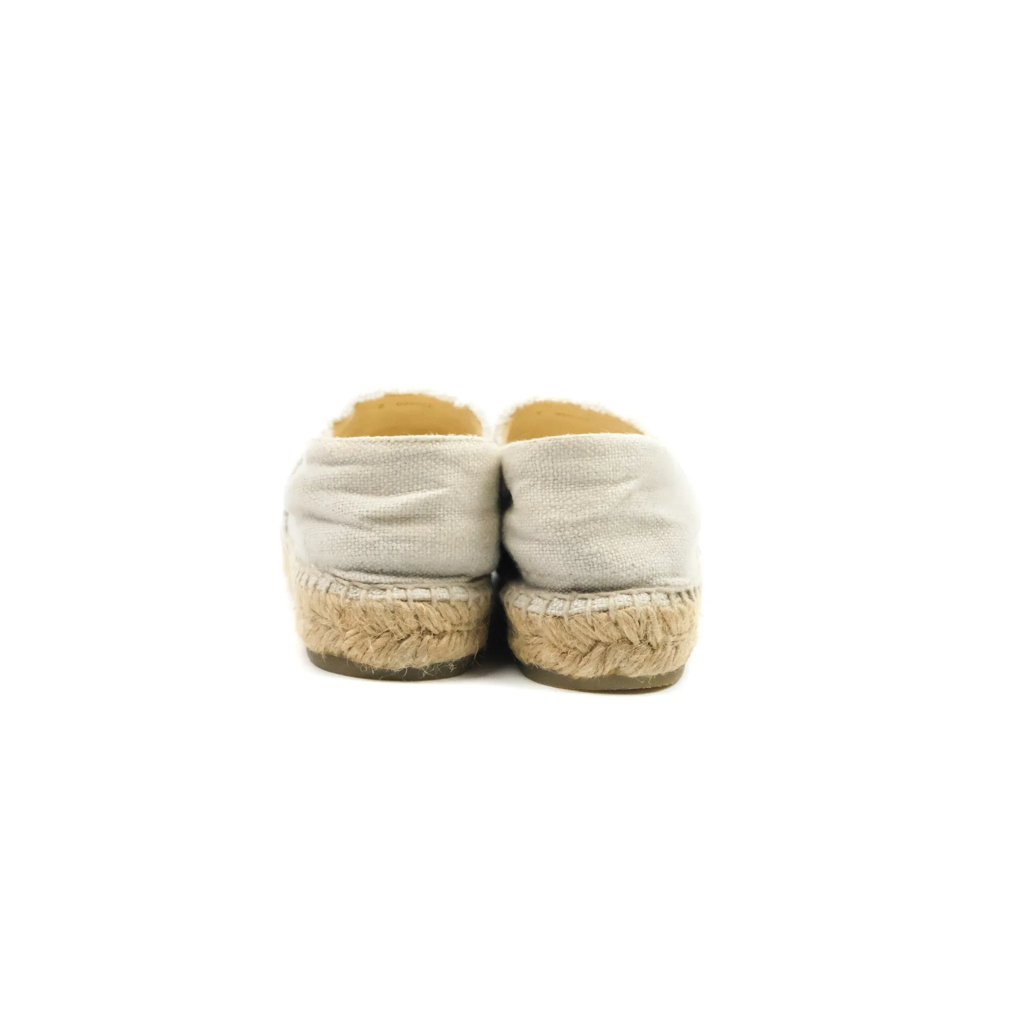 Chanel CC Espadrilles Black Beige Fabric Size 37