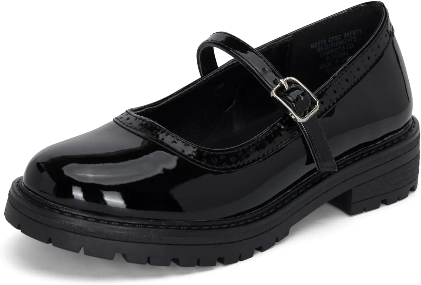 Chariot & Co : Anita-IIS - Girls/Little Kids Mary Jane Adjustable Buckle Closed Toe Lug Sole Heeled Loafers/School or Cosplay Shoes