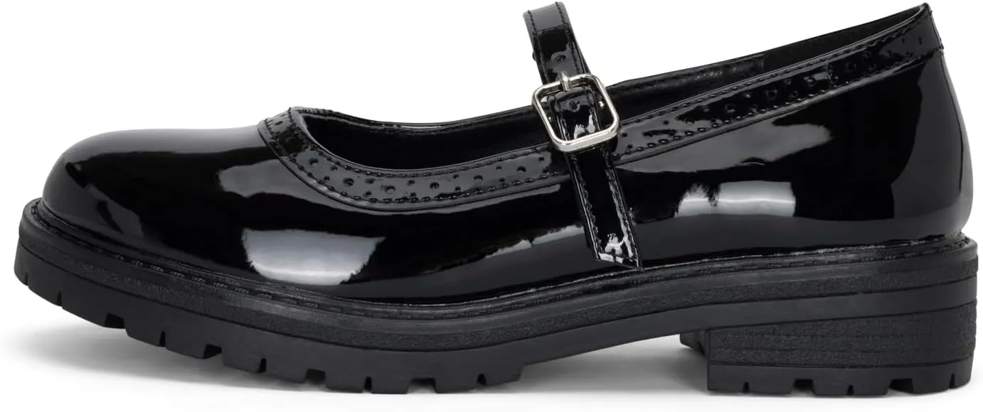 Chariot & Co : Anita-IIS - Girls/Little Kids Mary Jane Adjustable Buckle Closed Toe Lug Sole Heeled Loafers/School or Cosplay Shoes