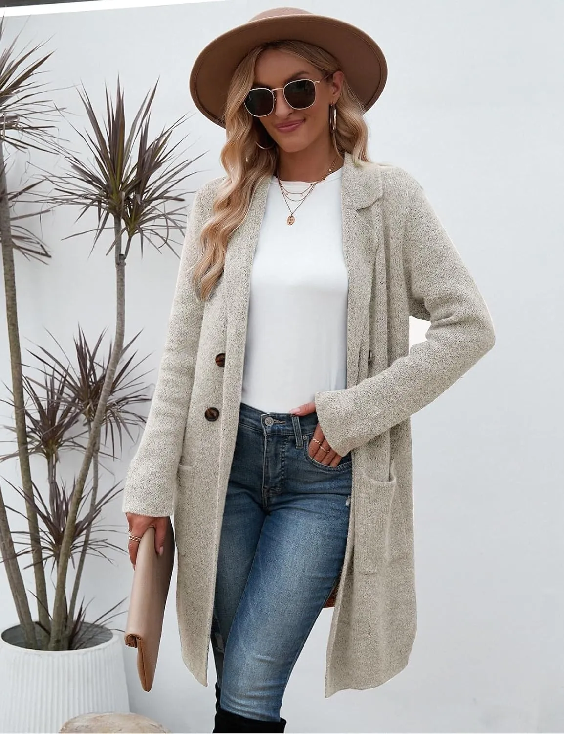 CiCiBird Women Fall Long Cardigan Sweater Trendy Knit Jacket Coat Dressy Blazer Coatigan