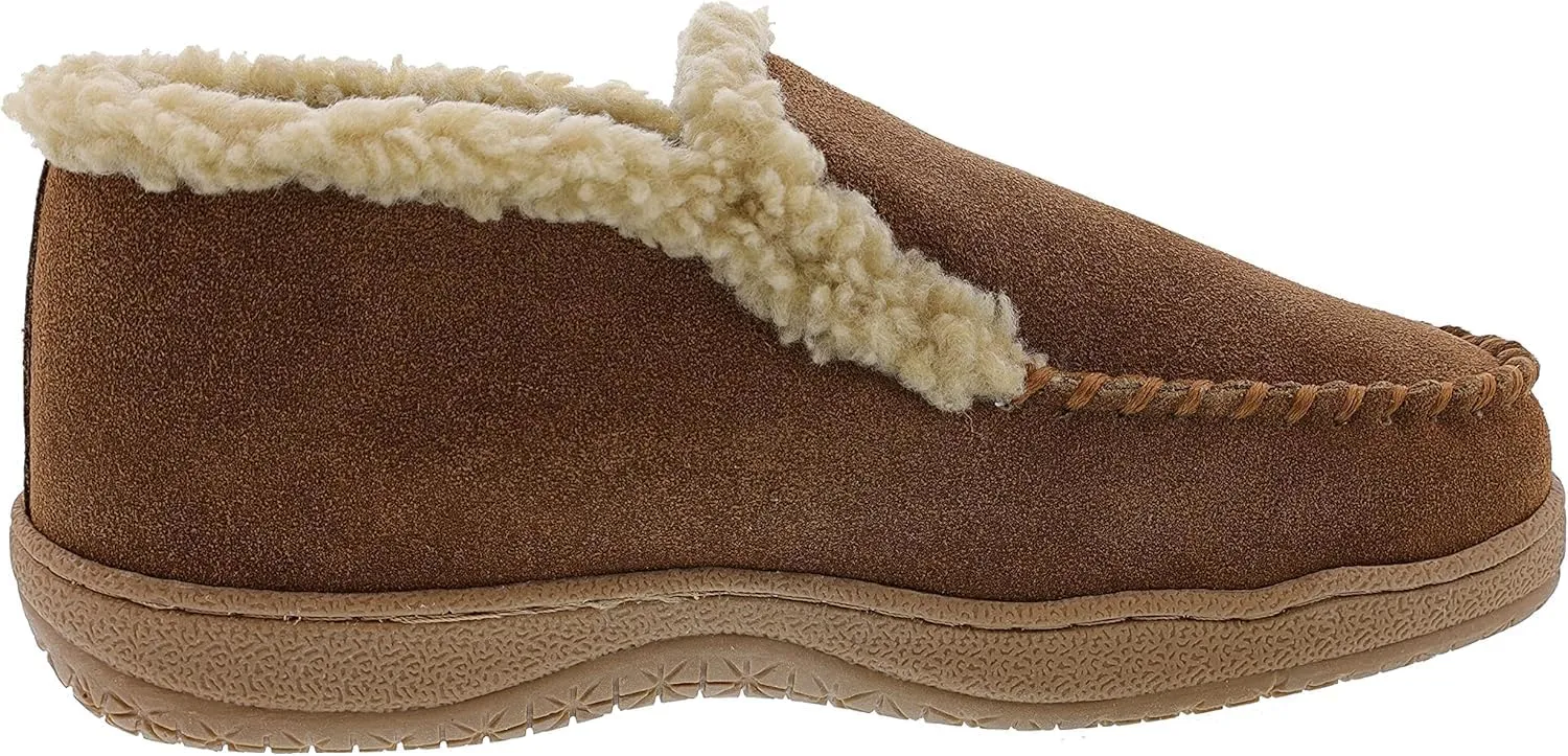 Clarks Men's Suede Leather Sherpa Lined Ankle Bootie Slippers, JMH1952 - Indoor/Outdoor Slip-Ons - Comfy & Durable Ankle Boots with Plush Lining Padded Insole & Gripped Rubber Outsoles