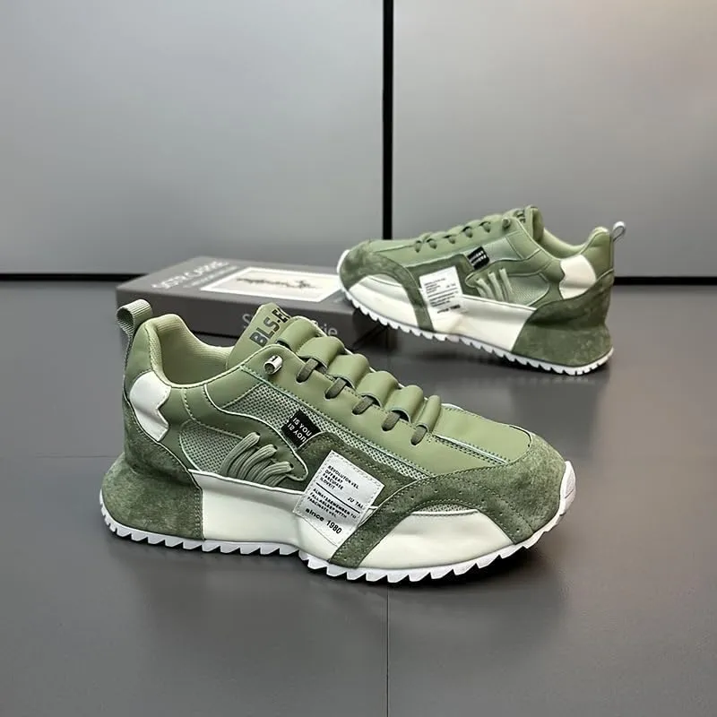 Comfy Trendy Platform Shoes for Outdoor Walking Jogging Camping, All Seasons Men's Lace Up Sneakers