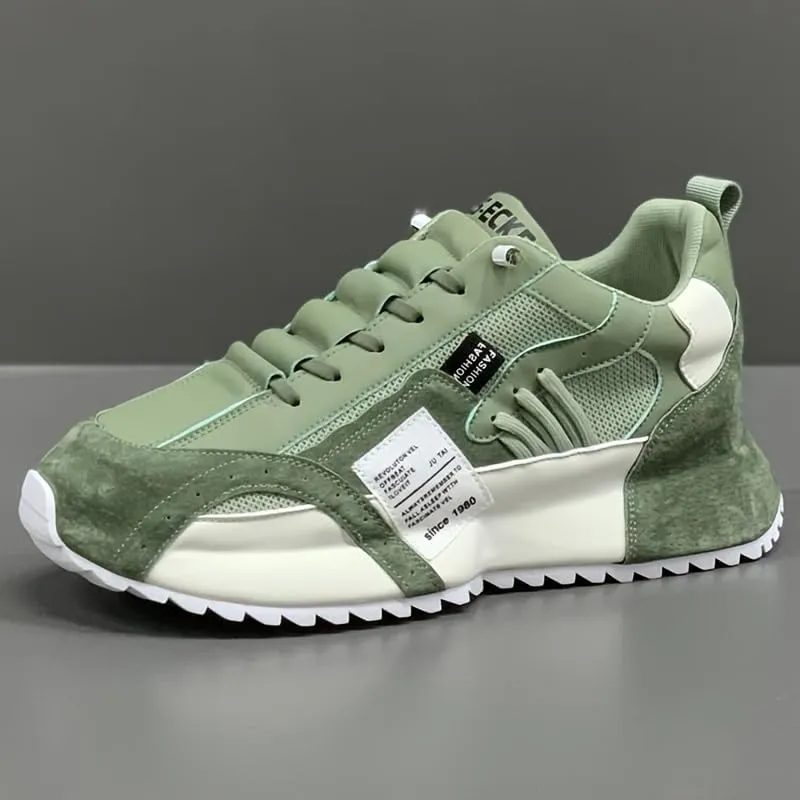 Comfy Trendy Platform Shoes for Outdoor Walking Jogging Camping, All Seasons Men's Lace Up Sneakers
