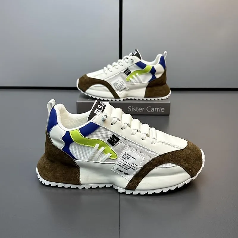 Comfy Trendy Platform Shoes for Outdoor Walking Jogging Camping, All Seasons Men's Lace Up Sneakers