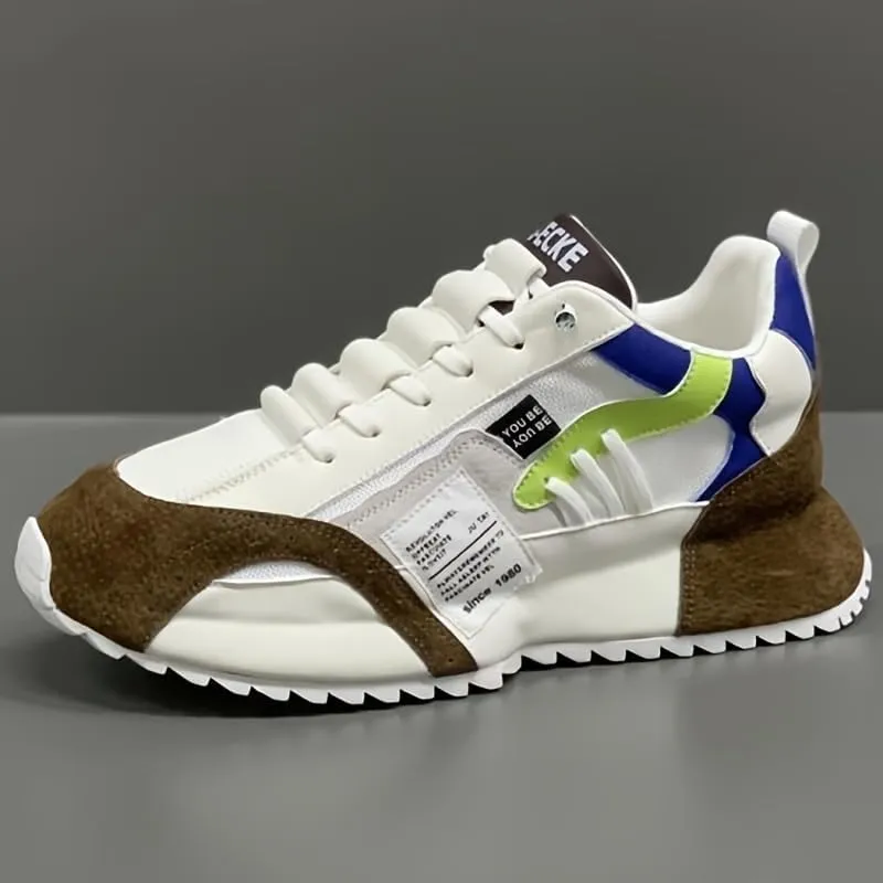 Comfy Trendy Platform Shoes for Outdoor Walking Jogging Camping, All Seasons Men's Lace Up Sneakers