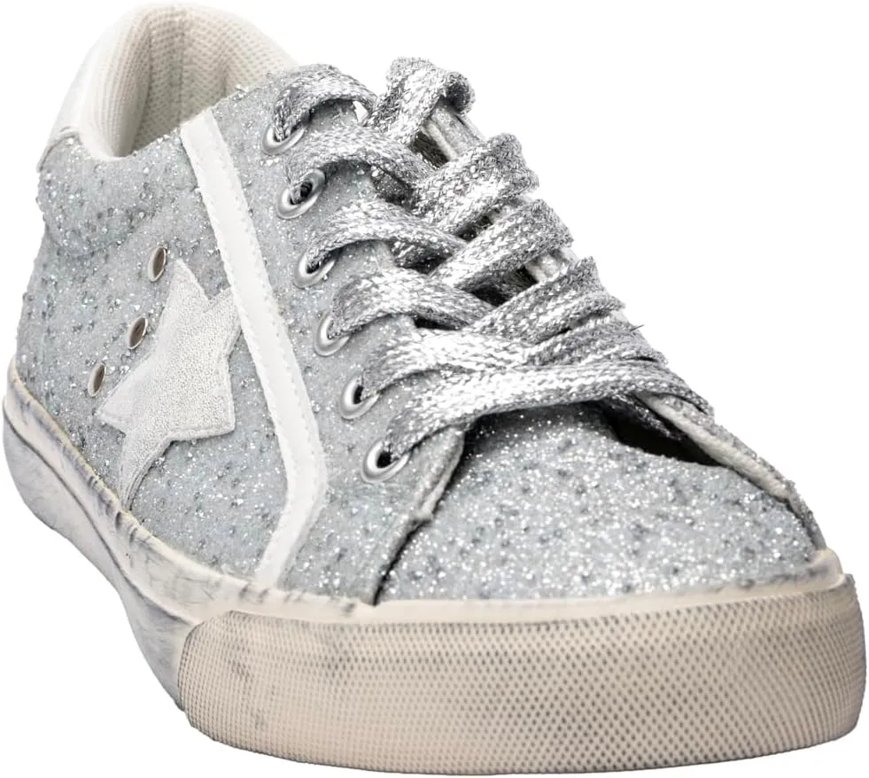 Corkys Footwear Hey Girl Womens Big Dipper Fashion Sneakers - Featuring a Star Patch on The Side with Stud Embellishments, Comfortable Insoles, and A Lace-up Design