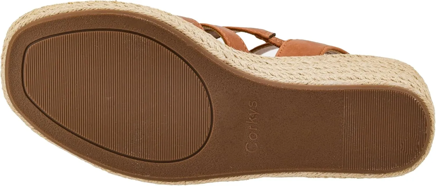 Corkys Footwear Women's All Nighter 3-Inch Wedge - Features A Jute-wrapped Heel, An Elegant Strappy Upper, And Memory Foam EVA Insoles For All Day Comfort