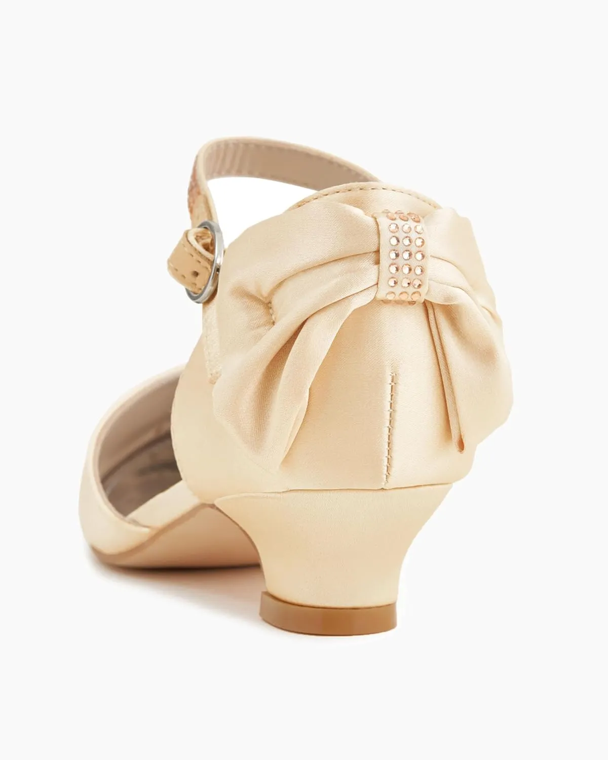 Coutgo Girls Dress Shoes Low Heel Mary Jane Bow Heels Princess Flower Wedding Party Pumps