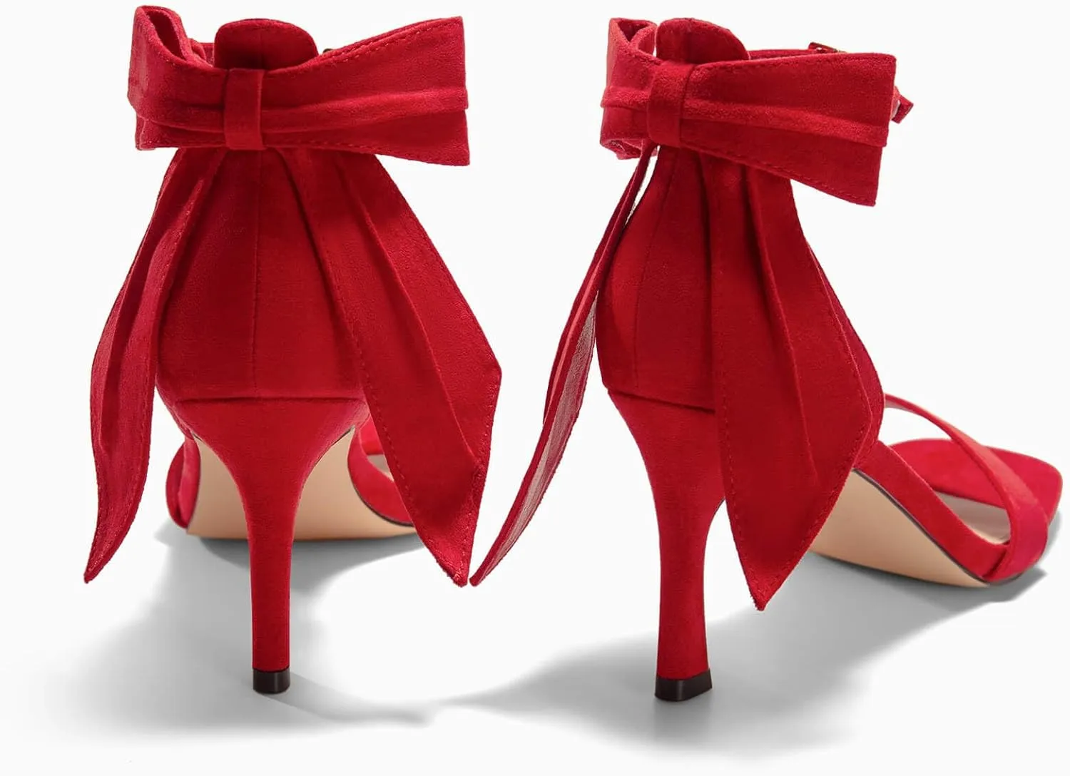 Coutgo Womens Bow Tie High Heels One Strap Heeled Sandals Sexy Stiletto Open Toe Wedding Bride Shoes