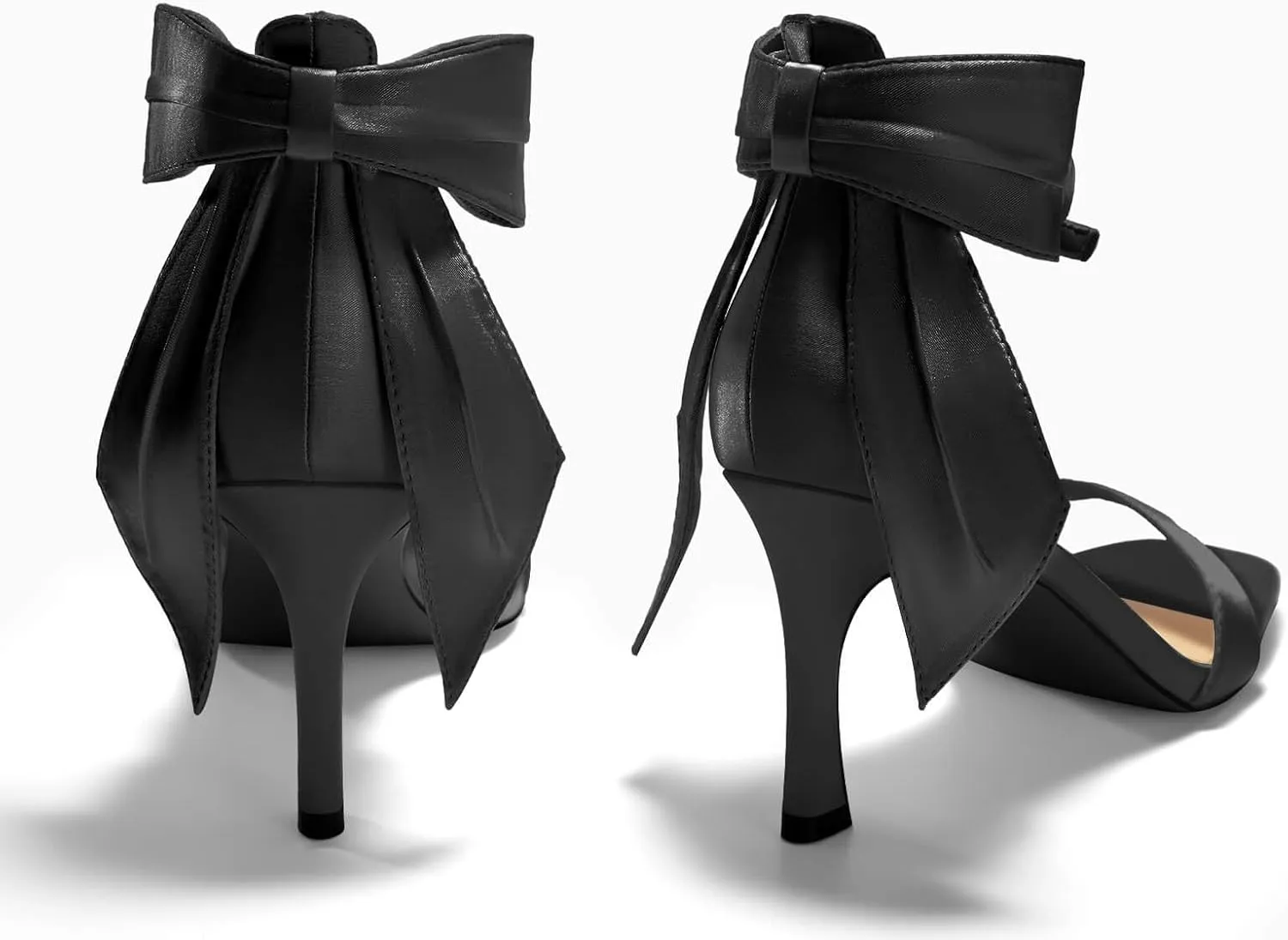 Coutgo Womens Bow Tie High Heels One Strap Heeled Sandals Sexy Stiletto Open Toe Wedding Bride Shoes
