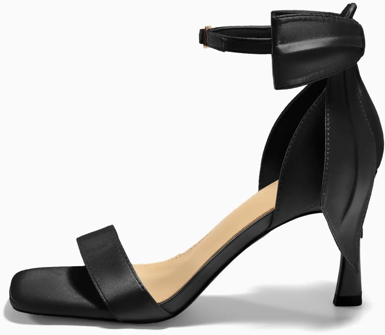 Coutgo Womens Bow Tie High Heels One Strap Heeled Sandals Sexy Stiletto Open Toe Wedding Bride Shoes