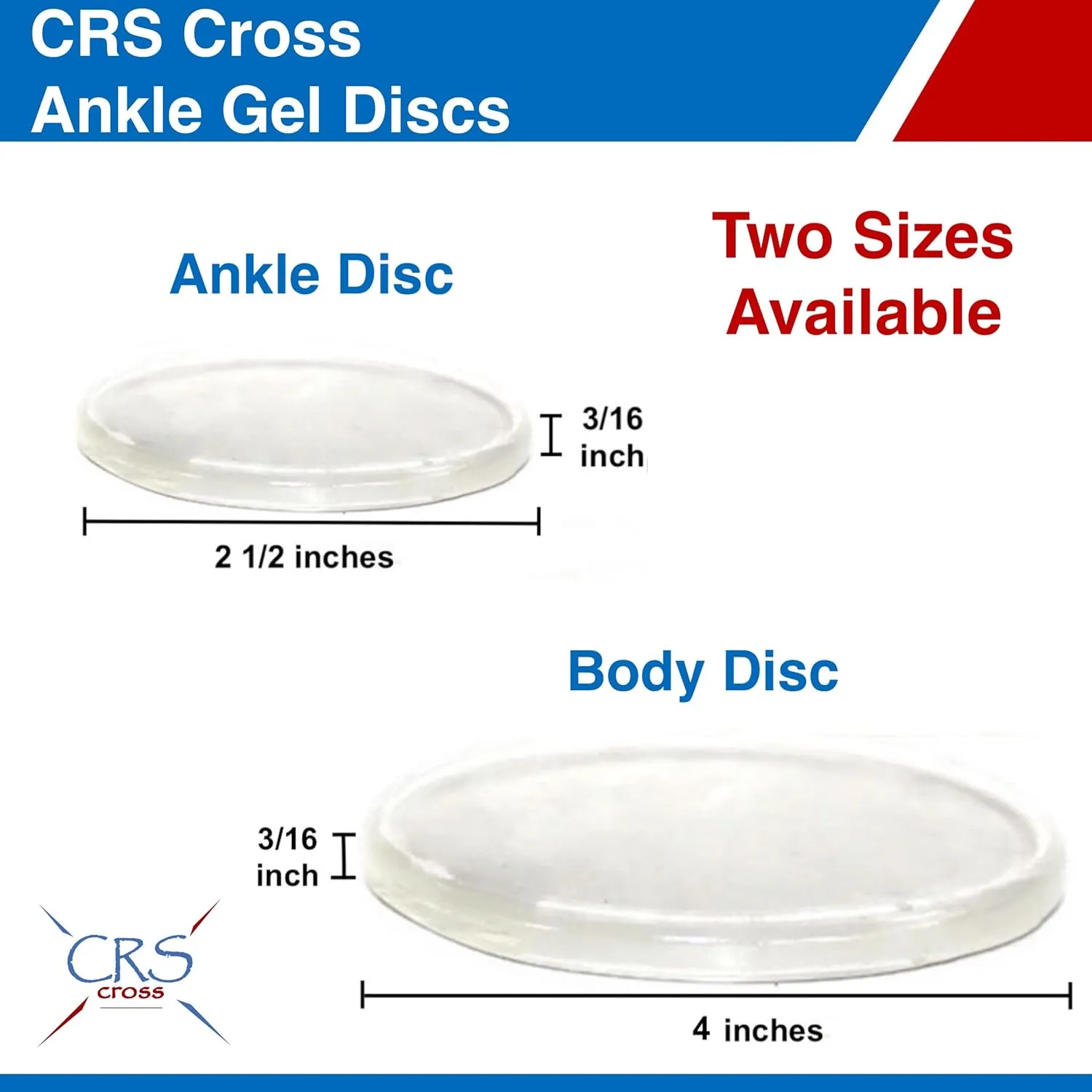 CRS Cross Gel Discs. Ankle Gel Pads. Premium Cushion and Protection for Ice Skates, Hockey, Roller Skating, Inline, Hiking, Riding, and Ski Boots.