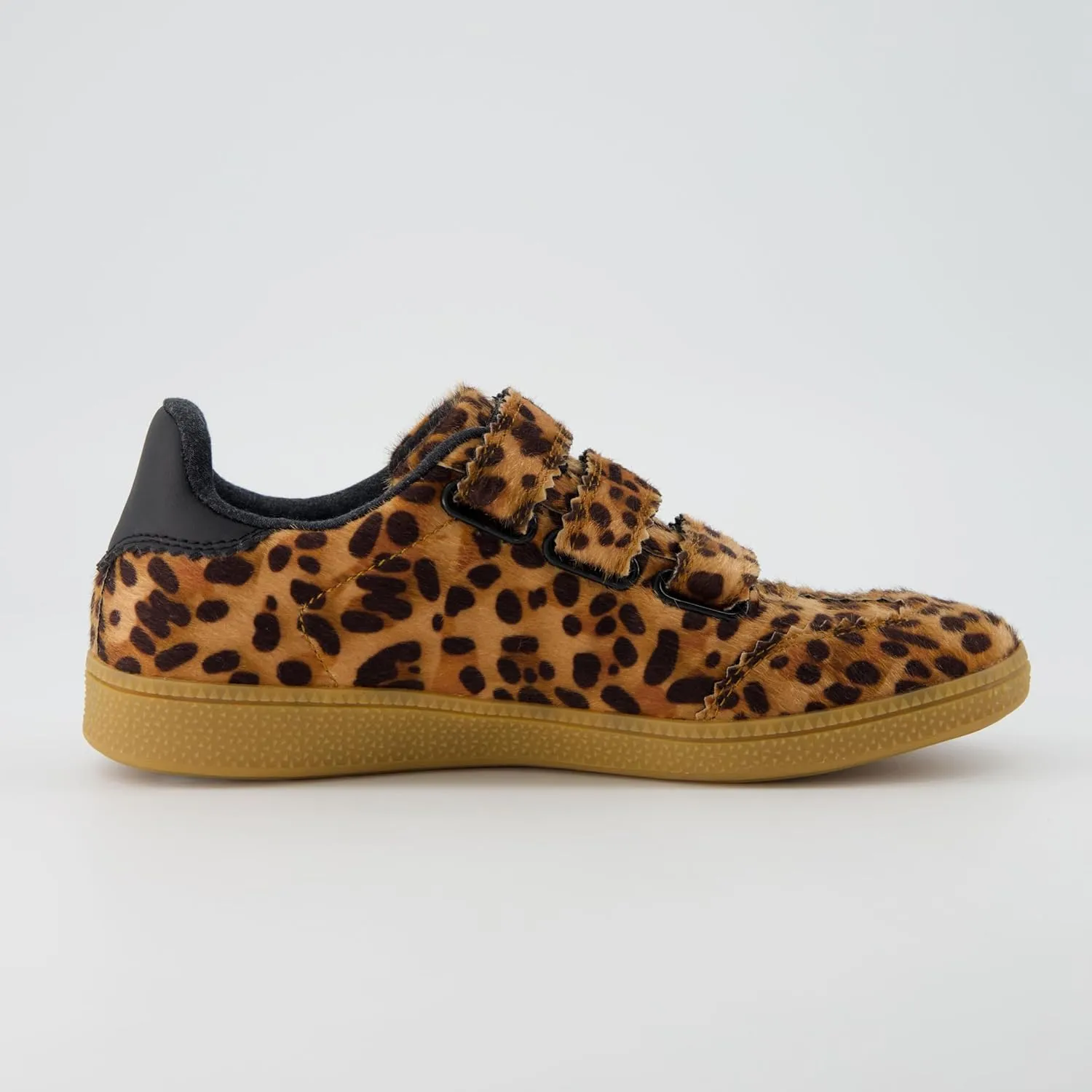 CUSHIONAIRE Bastion Vegan Hair Calf Leopard Print Casual Hook and Loop Closure Womens Sneakers – Lightweight Comfort with Non-Slip Rubber Sole