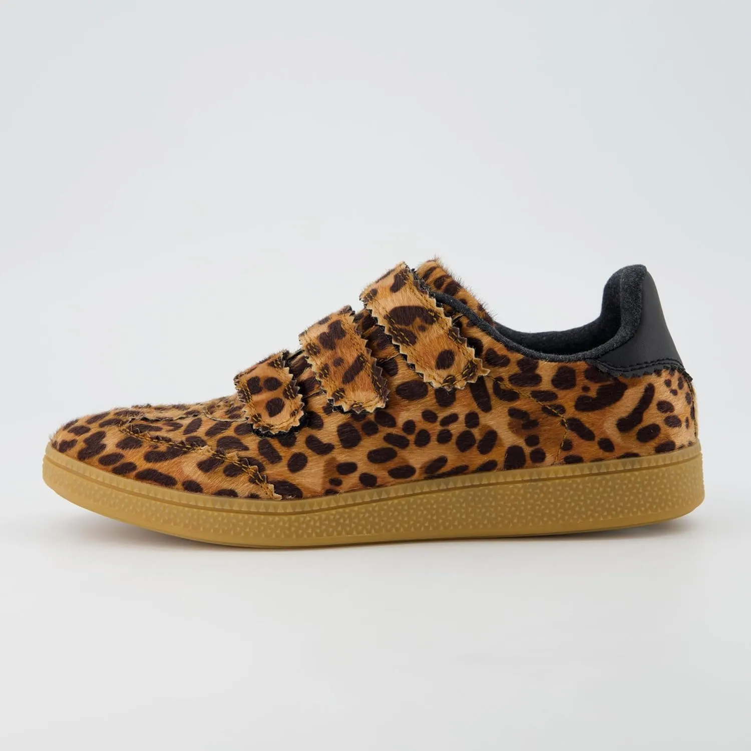 CUSHIONAIRE Bastion Vegan Hair Calf Leopard Print Casual Hook and Loop Closure Womens Sneakers – Lightweight Comfort with Non-Slip Rubber Sole