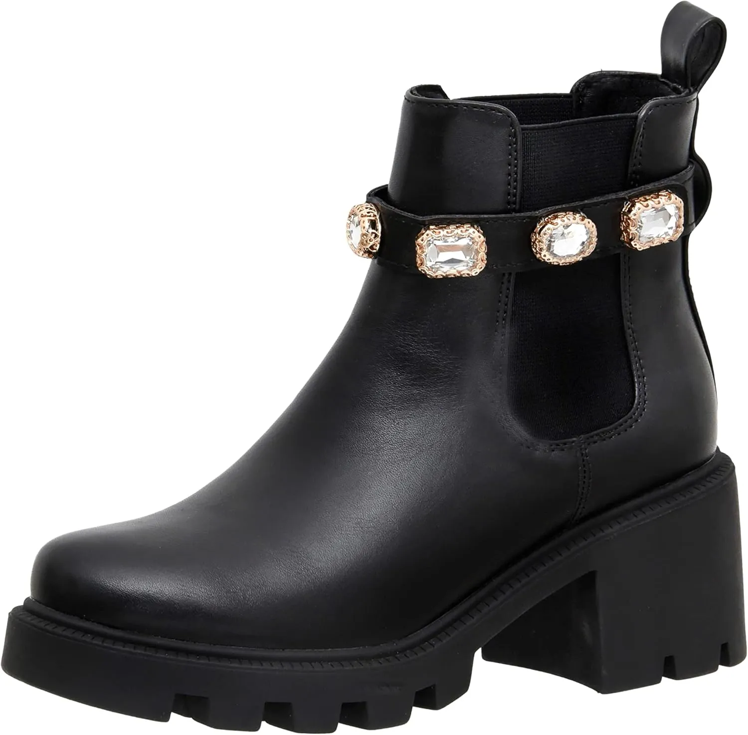 CUSHIONAIRE Women's Julie chelsea boot with Jeweled strap  Memory Foam