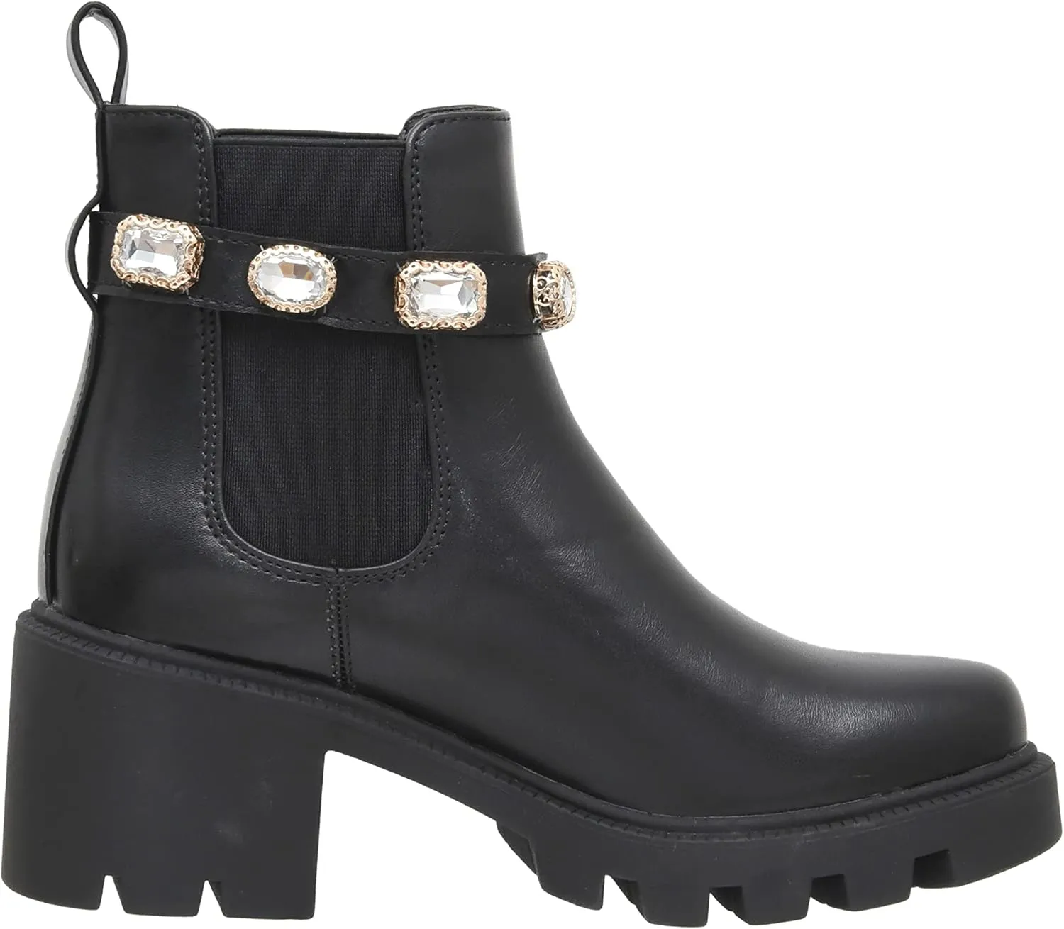 CUSHIONAIRE Women's Julie chelsea boot with Jeweled strap  Memory Foam