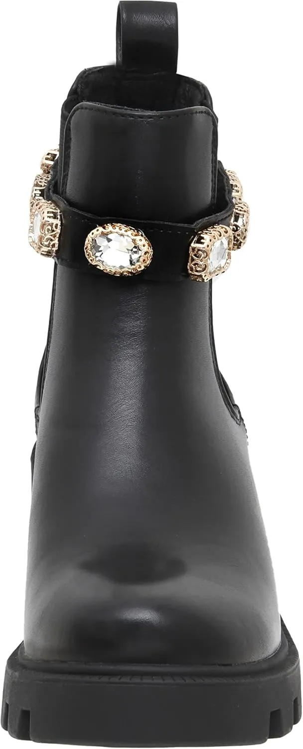 CUSHIONAIRE Women's Julie chelsea boot with Jeweled strap  Memory Foam
