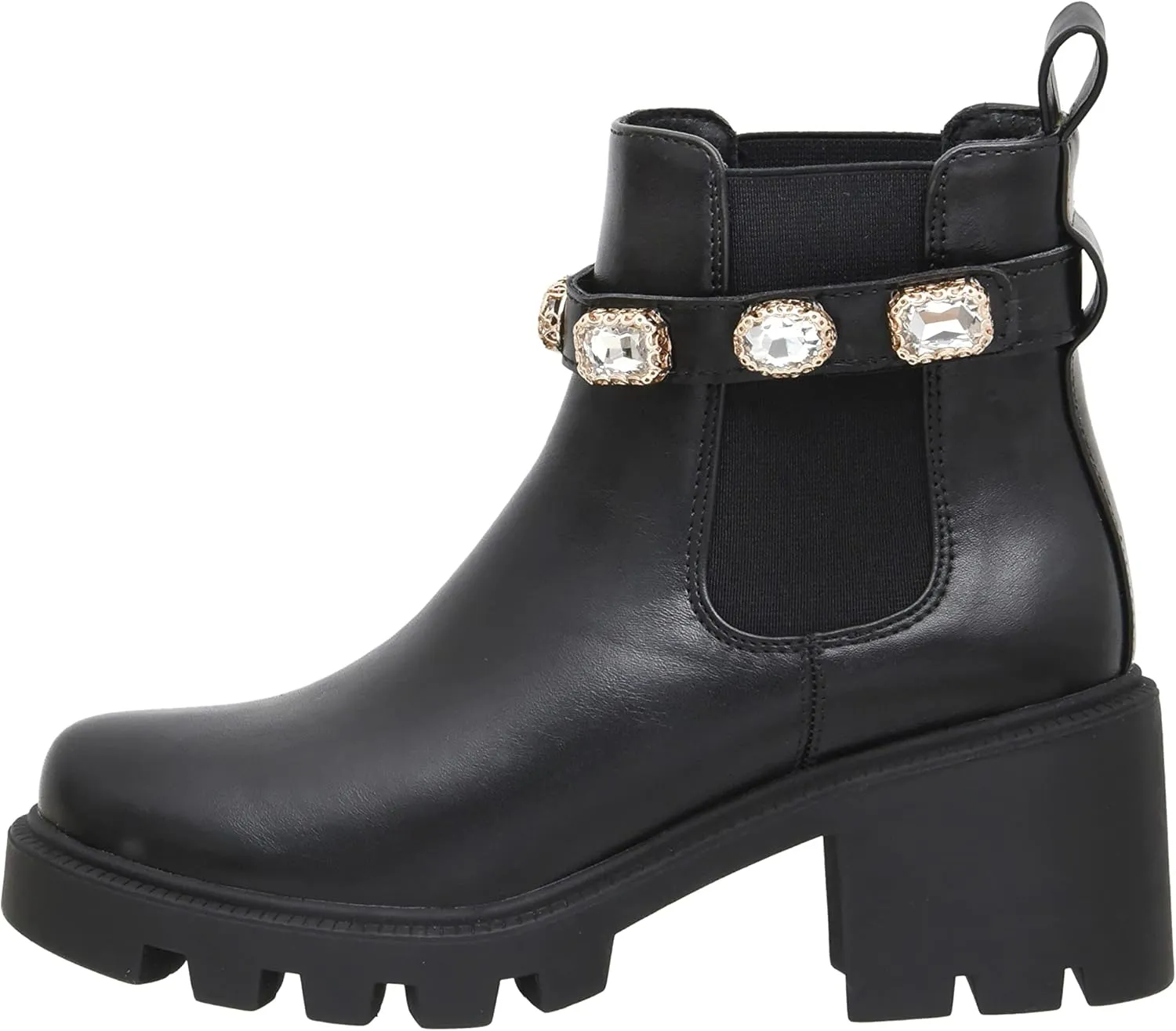 CUSHIONAIRE Women's Julie chelsea boot with Jeweled strap  Memory Foam