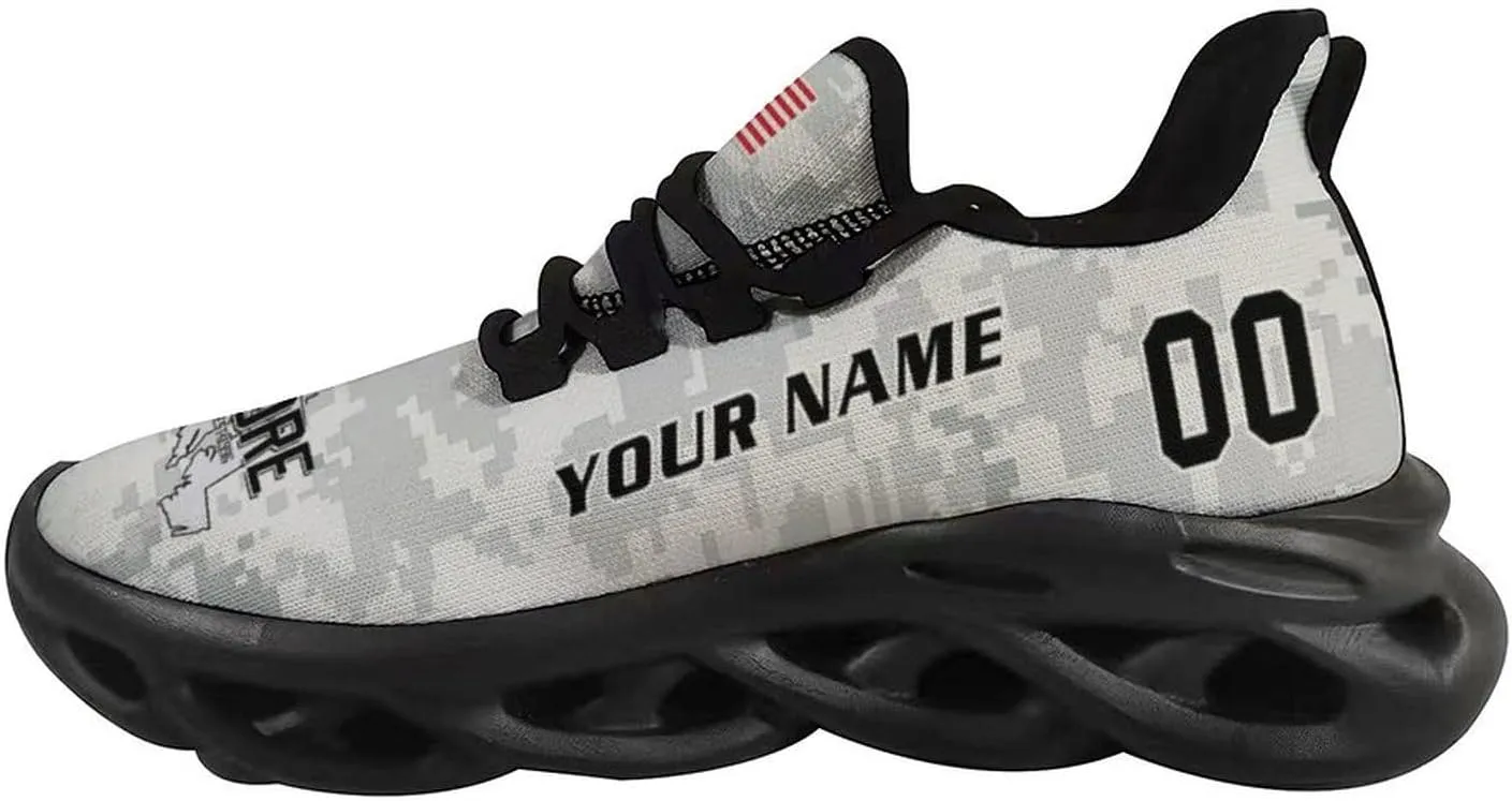 Custom Football Camo Salute Sneakers Personalized Breathable Fan Gift Workout Athletic Gym Slip-on Casual Shoes for Men Women