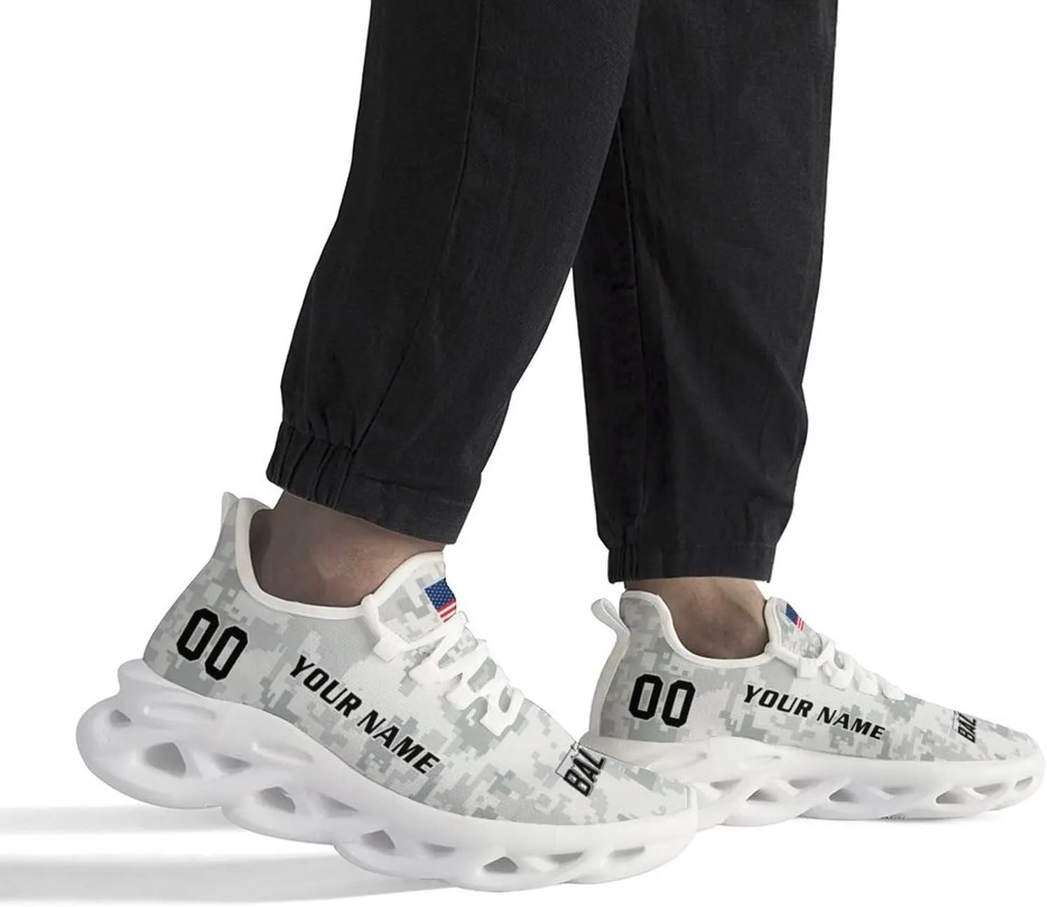 Custom Football Camo Salute Sneakers Personalized Breathable Fan Gift Workout Athletic Gym Slip-on Casual Shoes for Men Women